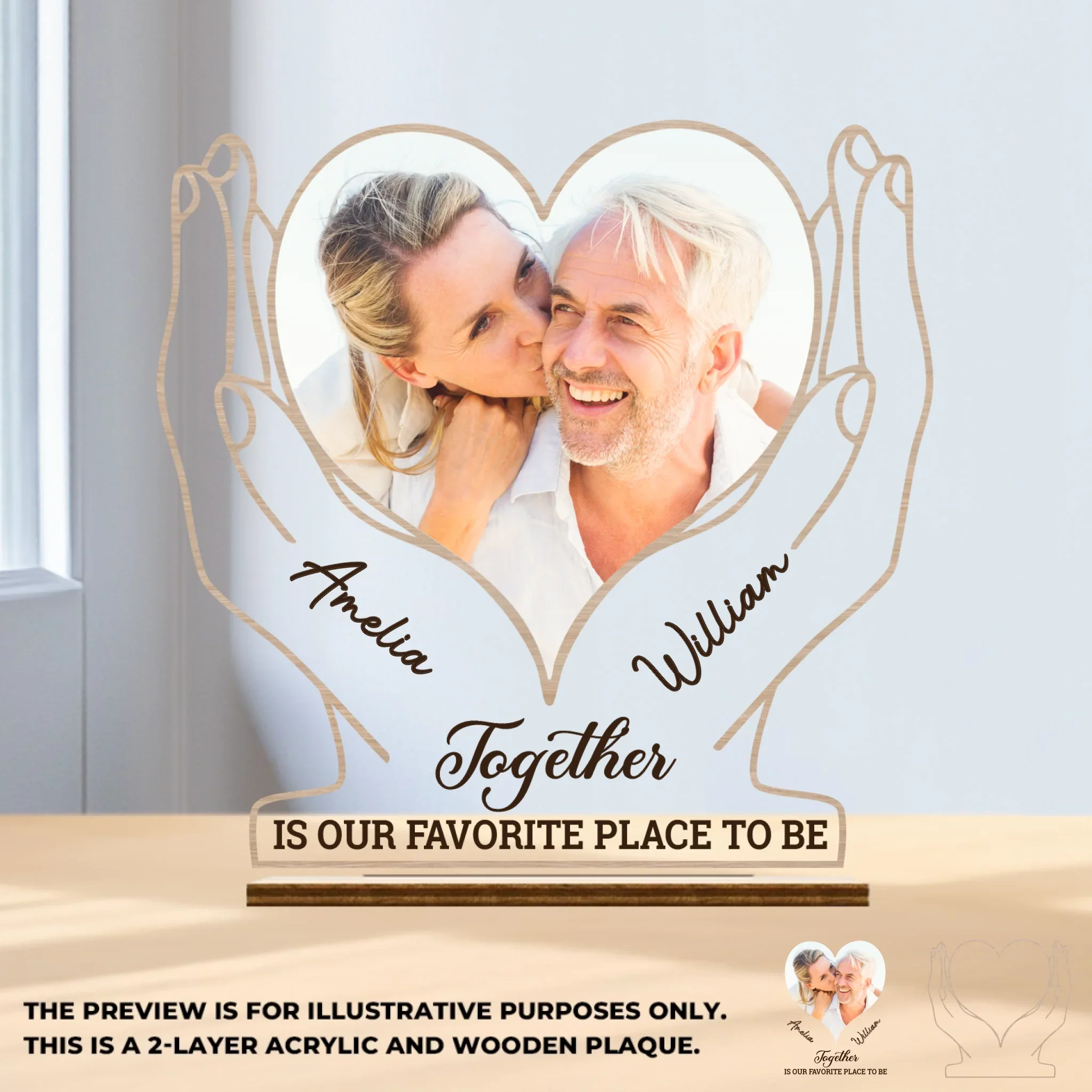 Custom Photo Wood & Acrylic Plaque - Personalized Anniversary Wedding Gifts For Husband And Wife, Him And Her - Together Is Everything - Robaser