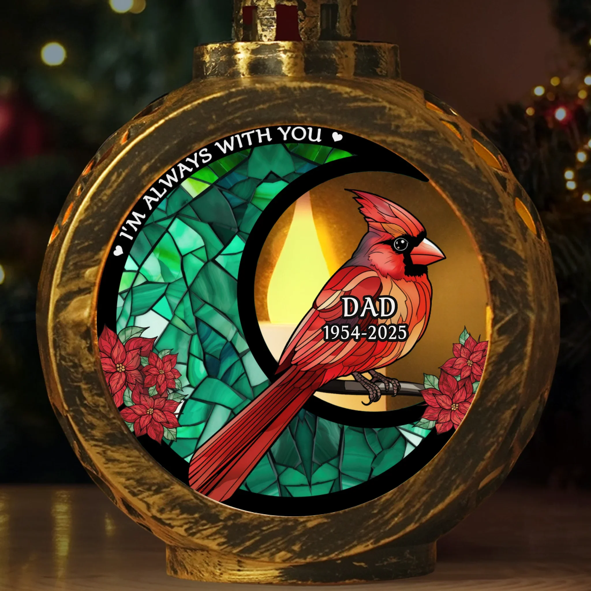 Custom Candlelight Lantern Ornament - Personalized Christmas Memorial Sympathy Gifts For Loss Of Mom, Dad - Still By My Side, Just Out Of Sight - Robaser