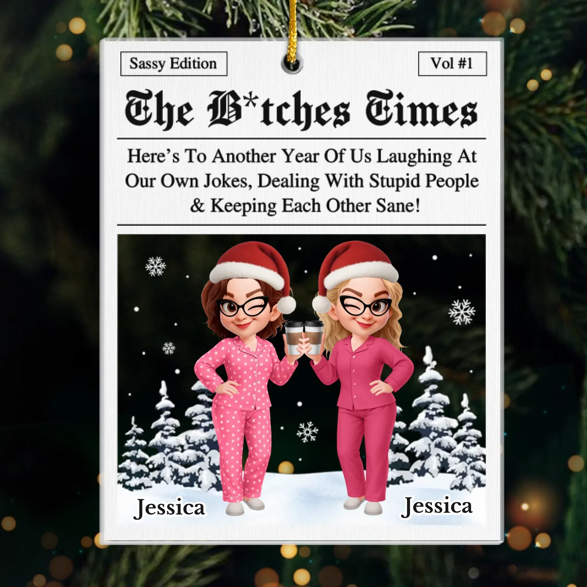 Custom Acrylic Ornament - Personalized Best Friend Christmas Birthday Gifts For Women, Besties, Sisters, BFF - Endless Laughs With My Bestie - Robaser