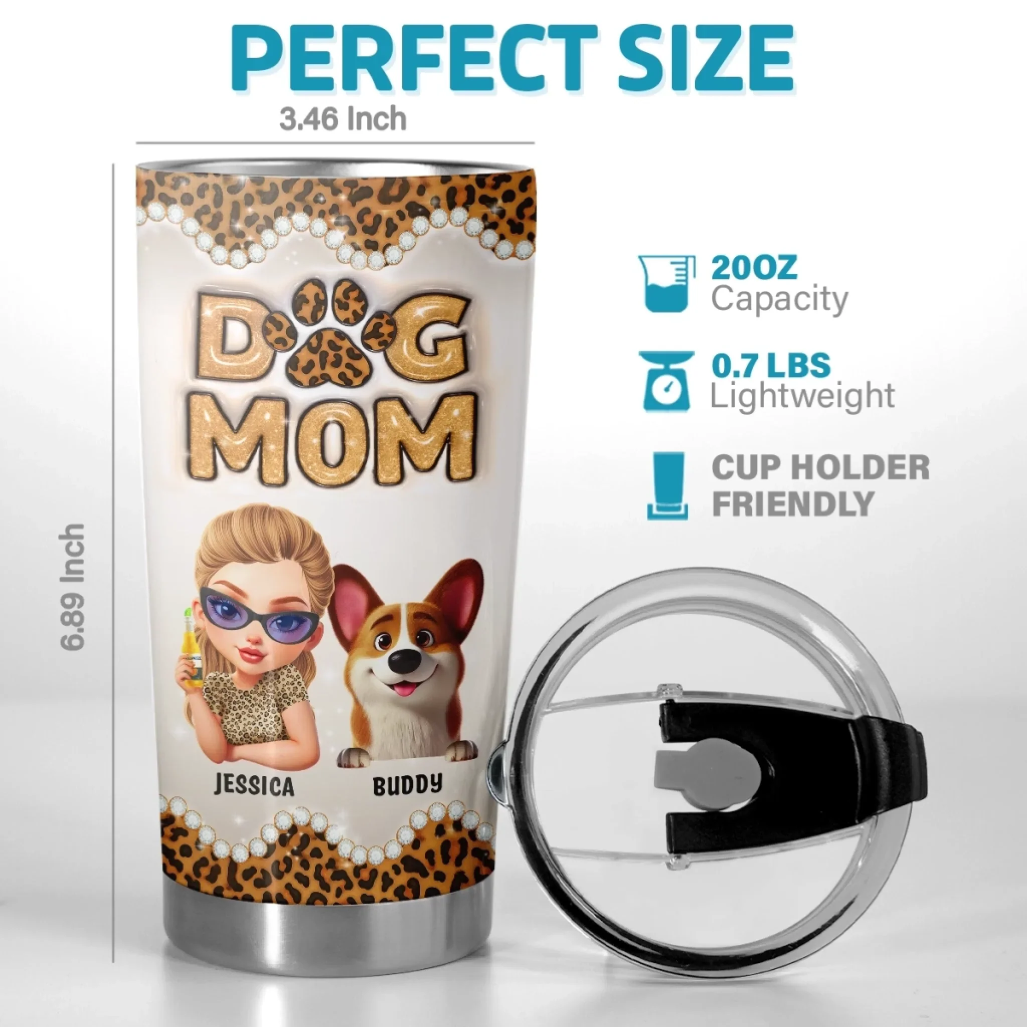 Custom 3D Inflated Effect Printed Tumbler - Personalized Birthday Gifts For Dog Lovers, Dog Dad And Mom - The Treat Life Chose Me - Robaser