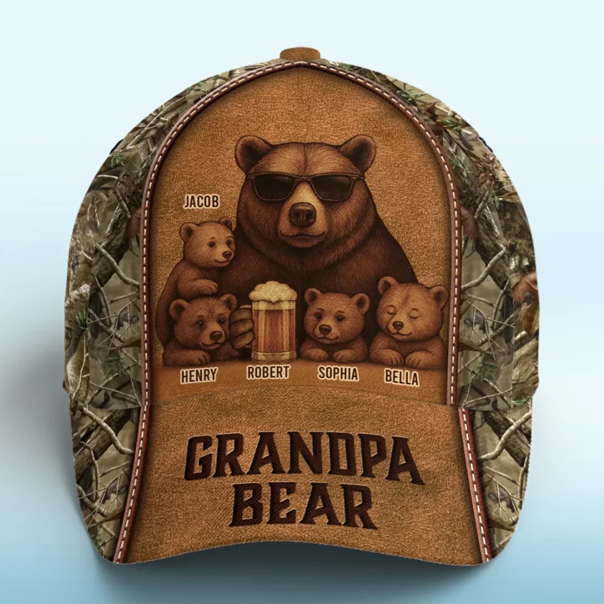 Raised Right By The Strongest Bear - Family Personalized Custom Hat, All Over Print Classic Cap - Father's Day, Gift For Dad, Grandpa - Robaser