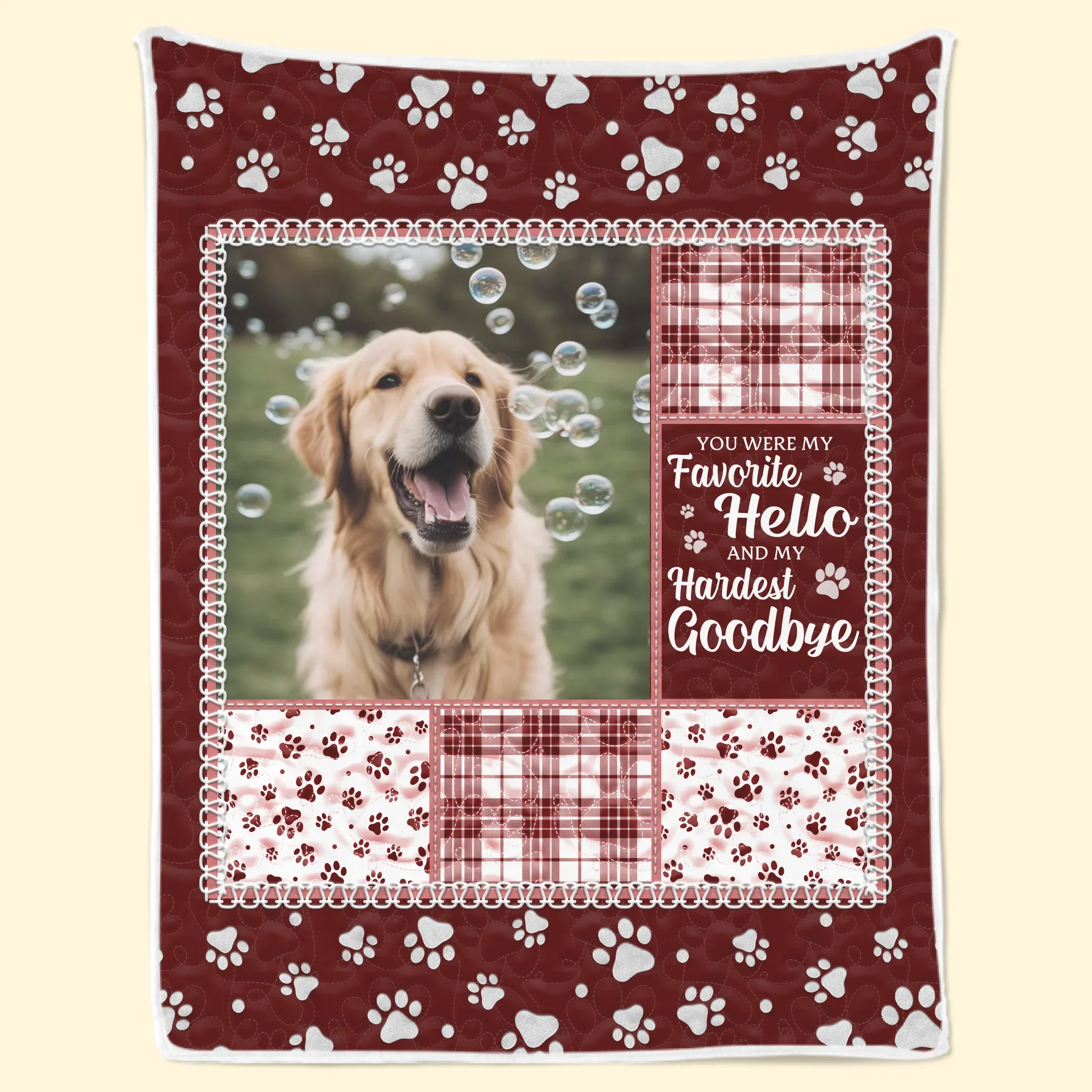 Custom Photo Blanket - Personalized Pet Christmas Memorial Sympathy Gifts For Dogs, Cats - Your Paw Prints Are Etched In My Heart - Robaser