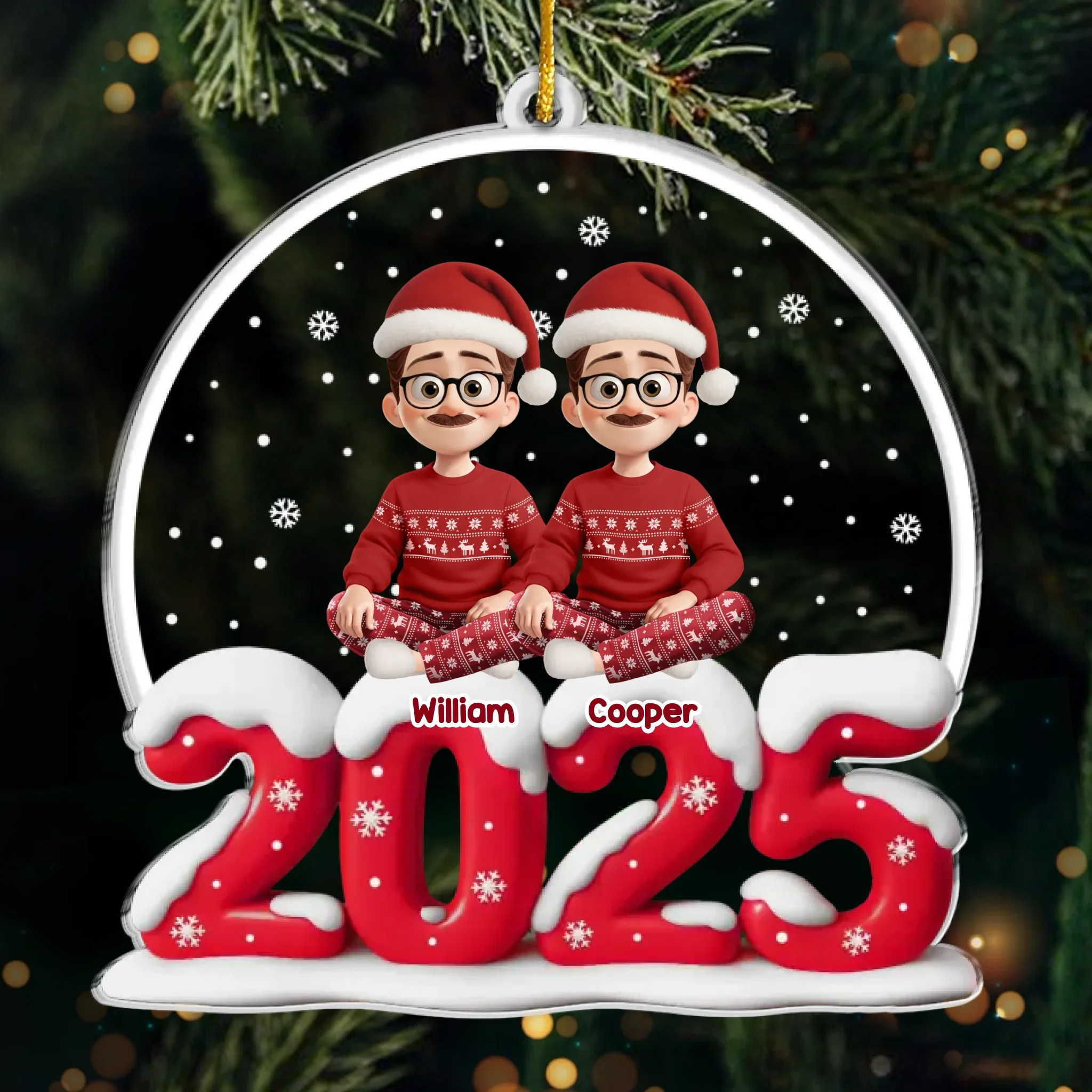 Custom Acrylic Ornament - Personalized Christmas Birthday Gifts For Family, Dog Cat Lovers - Happy Together - Robaser