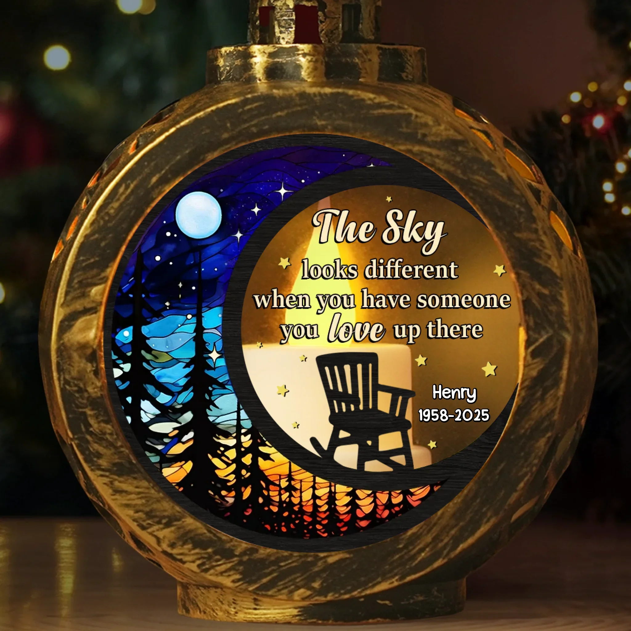 Custom Starry Night Candlelight Lantern Ornament - Personalized Memorial Sympathy Gifts For Loss Of Mom, Dad - Stars Shine For You - Robaser