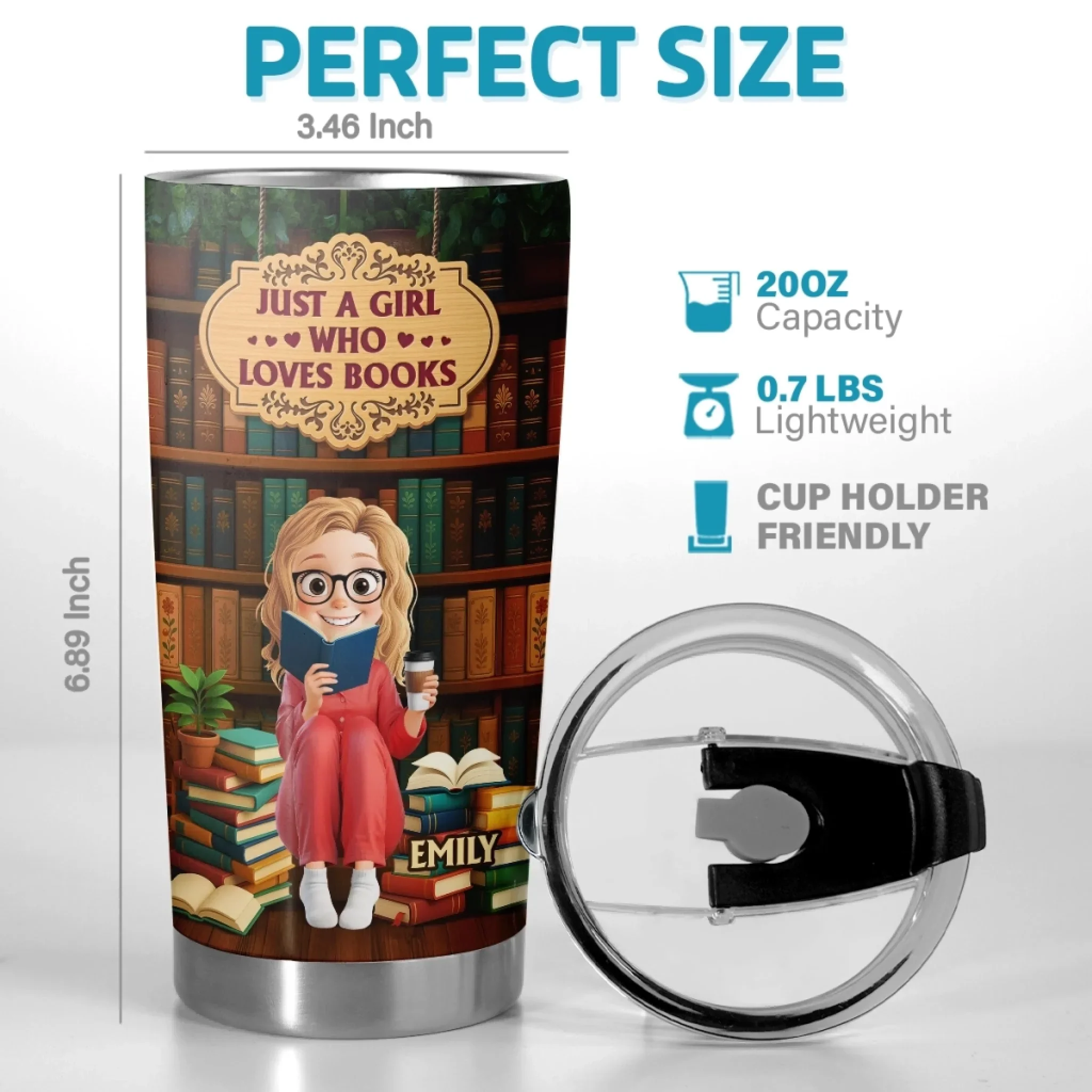Custom Tumbler - Personalized Bookish Gifts For Book Lovers, Bookworms, Readers - Just A Girl Who Loves Books - Robaser
