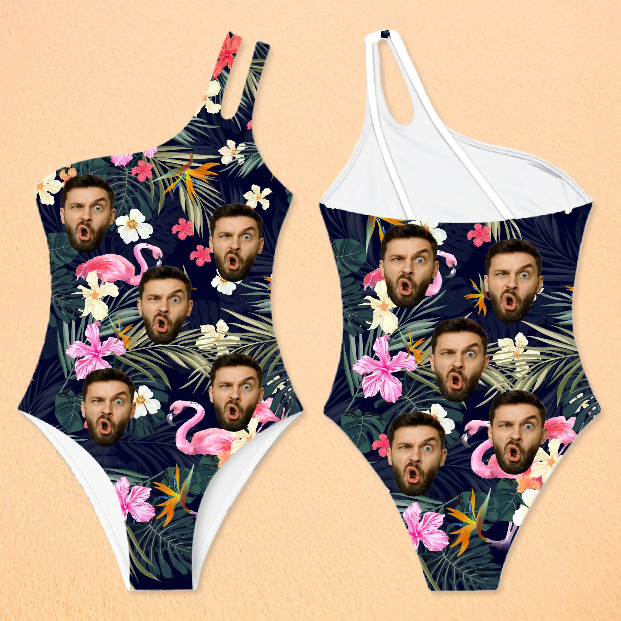 Custom Photo Sun  s Out, Sass Out - Couple Personalized Custom One Piece Swimsuit - Summer Vacation Gift For Wife, Anniversary - Robaser