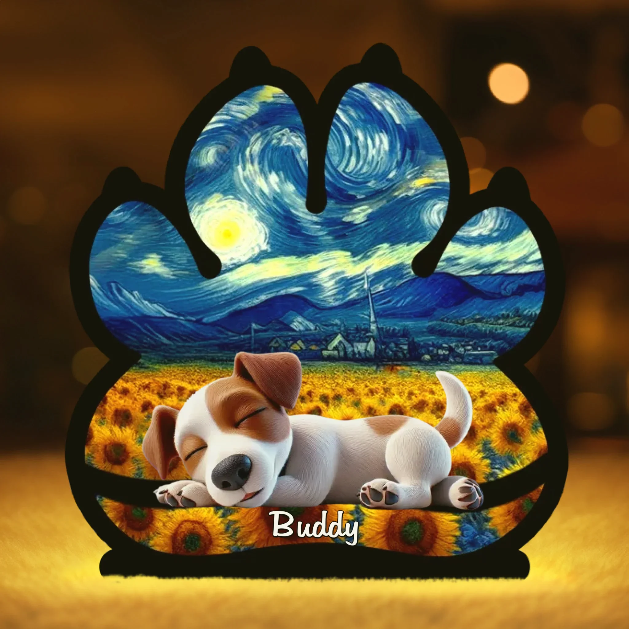 Custom Starry Night Shaped Light Box - Personalized Pet Memorial Sympathy Gifts For Dogs - Light Of Love - Robaser