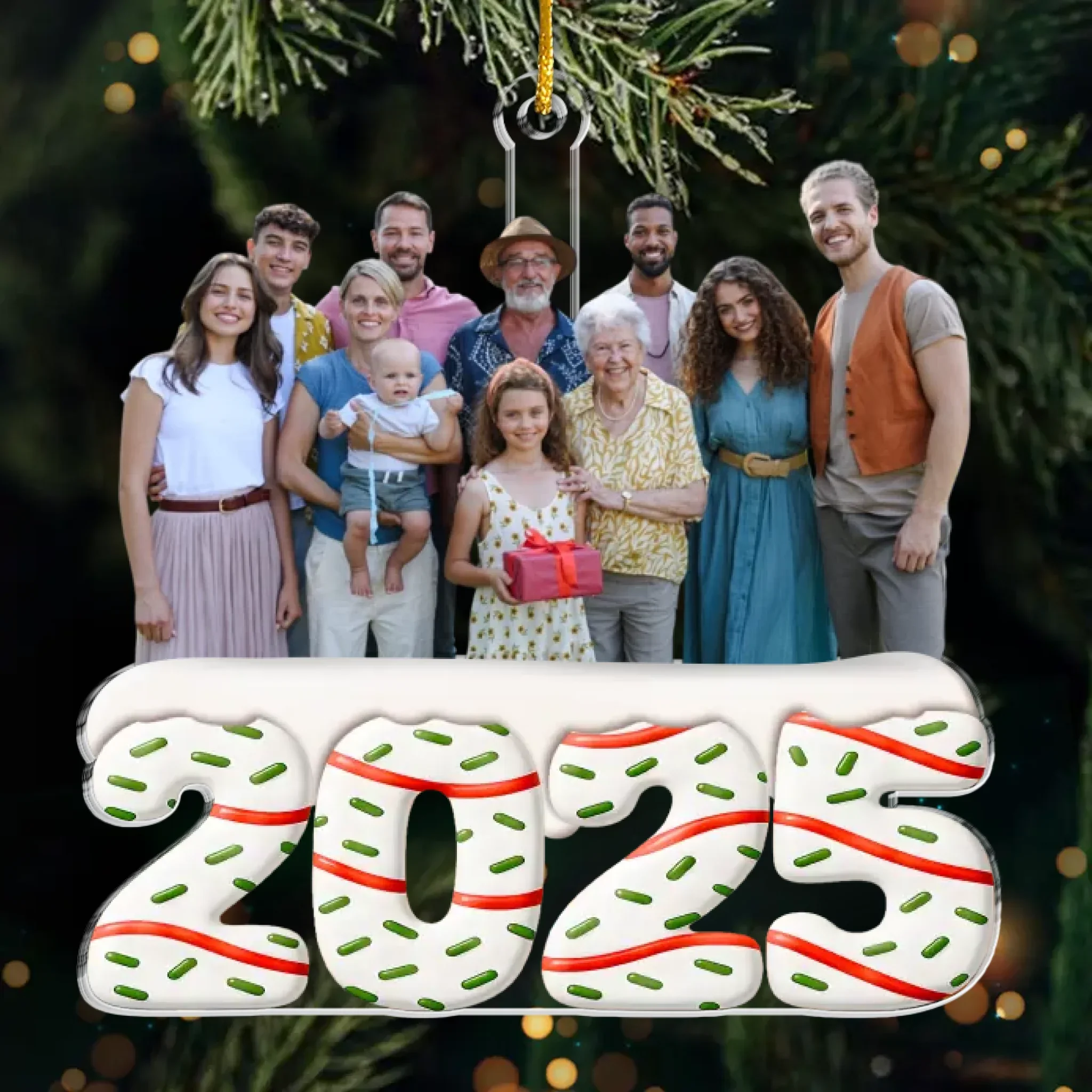 Custom Photo Acrylic Ornament - Personalized Christmas Gifts For Mom, Dad, Brother, Sister, Kids, Grandpa, Grandma - Gathered With Love - Robaser