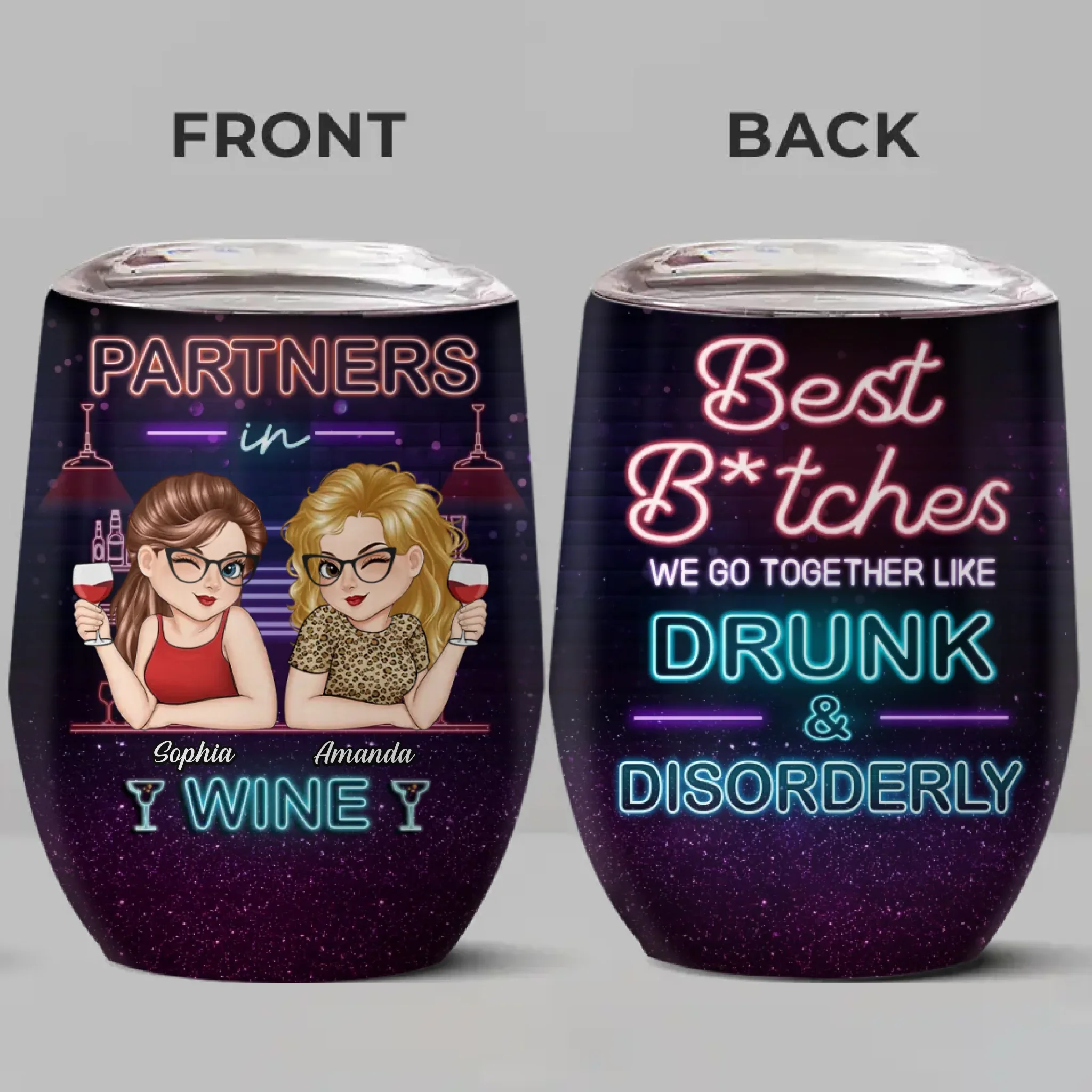 Custom Wine Tumbler - Personalized Best Friend Birthday Gifts For Women, Besties, Sisters, BFF - Crazy Fun Never Ends With Besties - Robaser