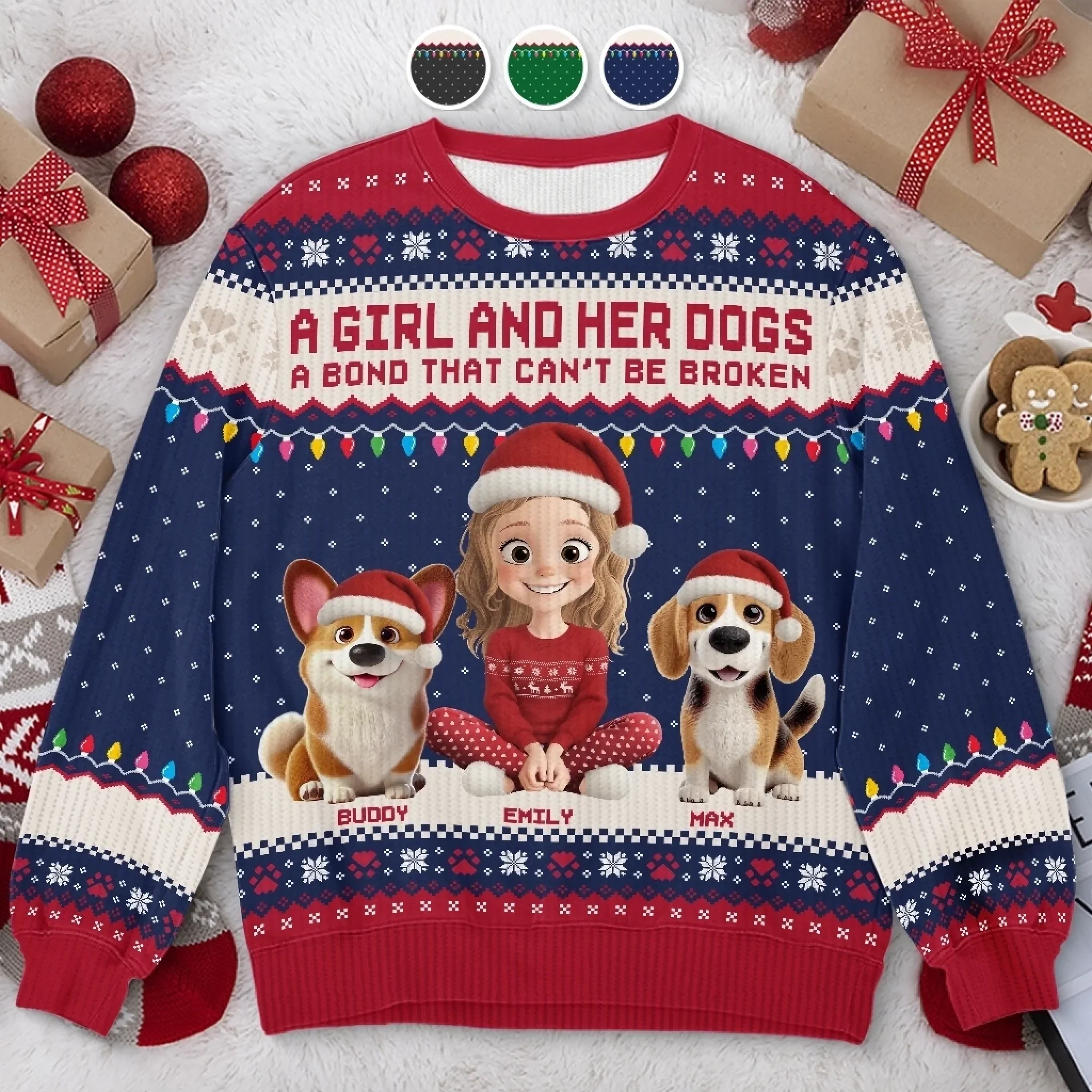 Custom Unisex Ugly Sweatshirt - Personalized  Christmas Birthday Gifts For Dog Lovers, Dog Dad And Mom - Forever My Pawtner In Crime - Robaser