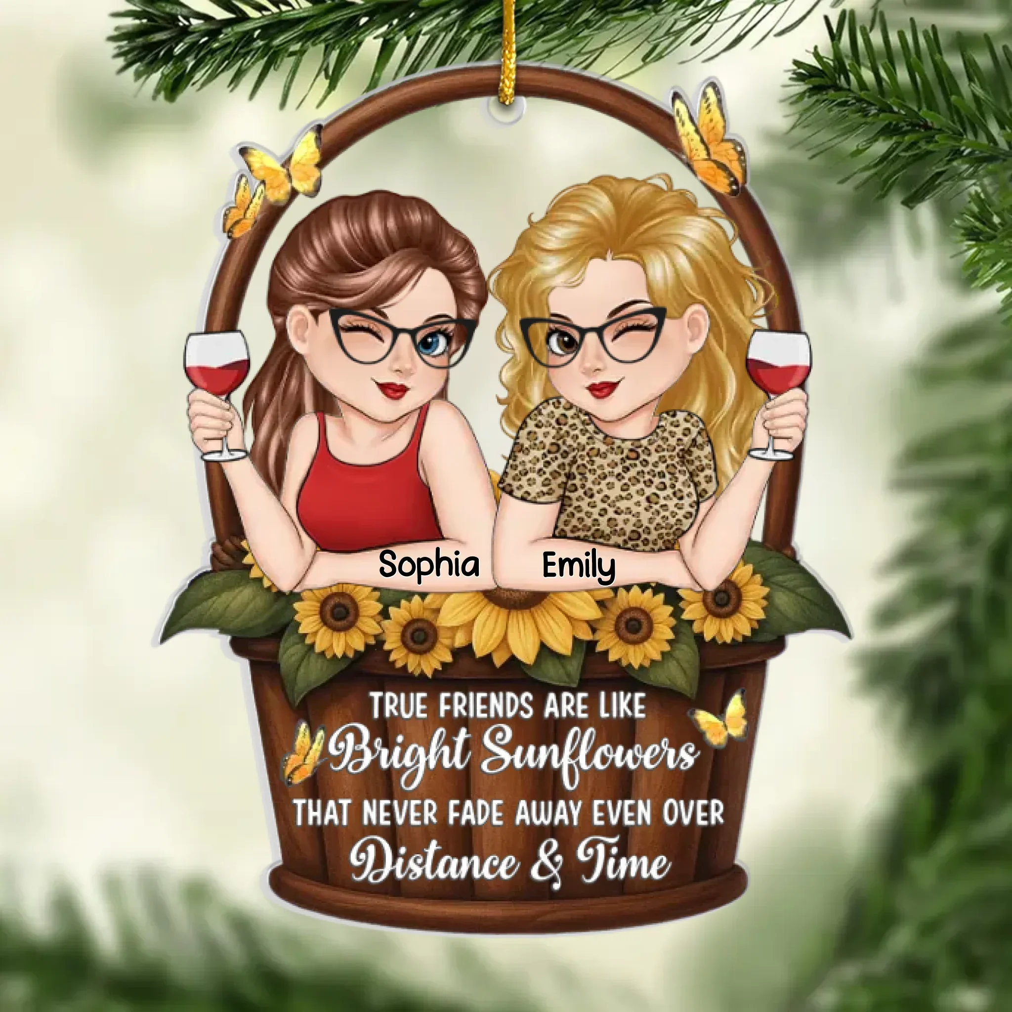 Custom Acrylic Ornament - Personalized Best Friend Birthday Gifts For Women, Besties, Sisters, BFF - Friendship Never Fades - Robaser