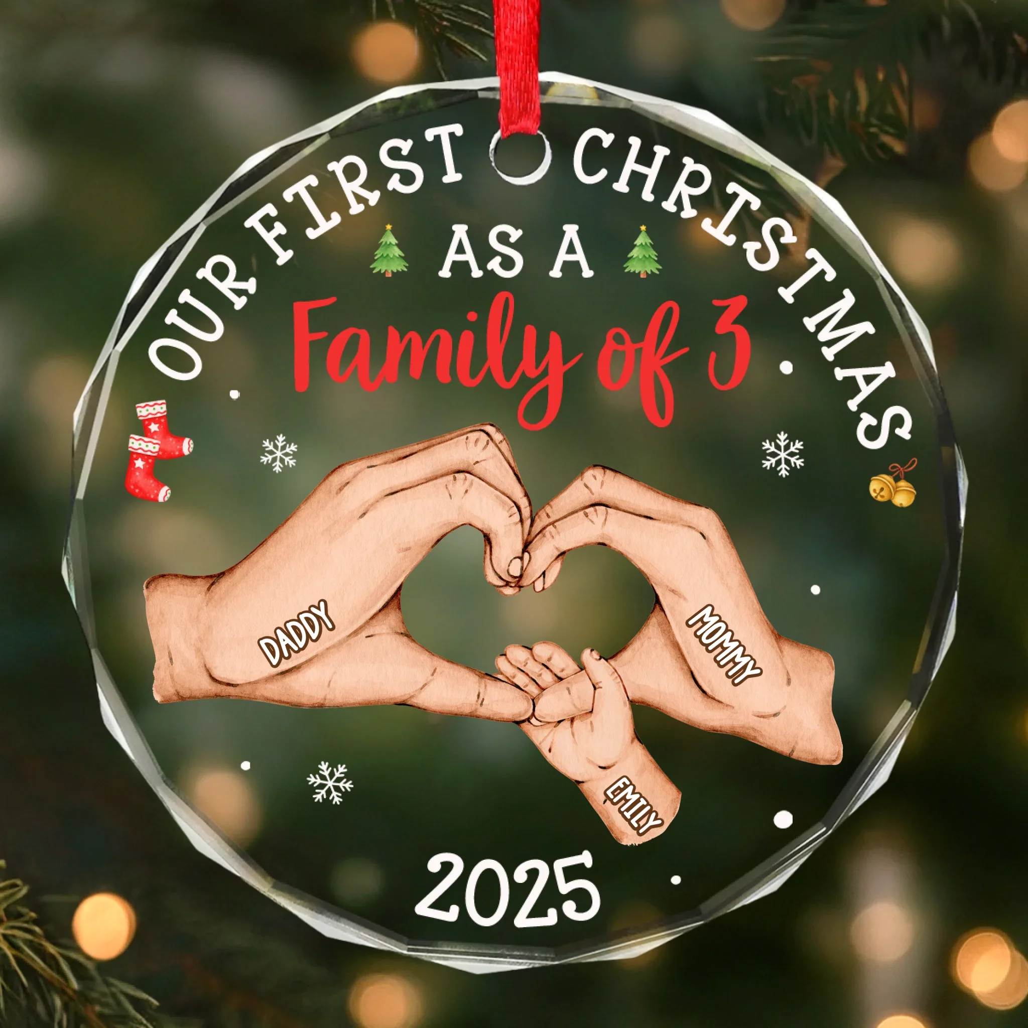 Custom Circle Glass Ornament - Personalized Christmas Birthday Gifts For Mom, Dad, Kids - Forever Our Little One - Robaser