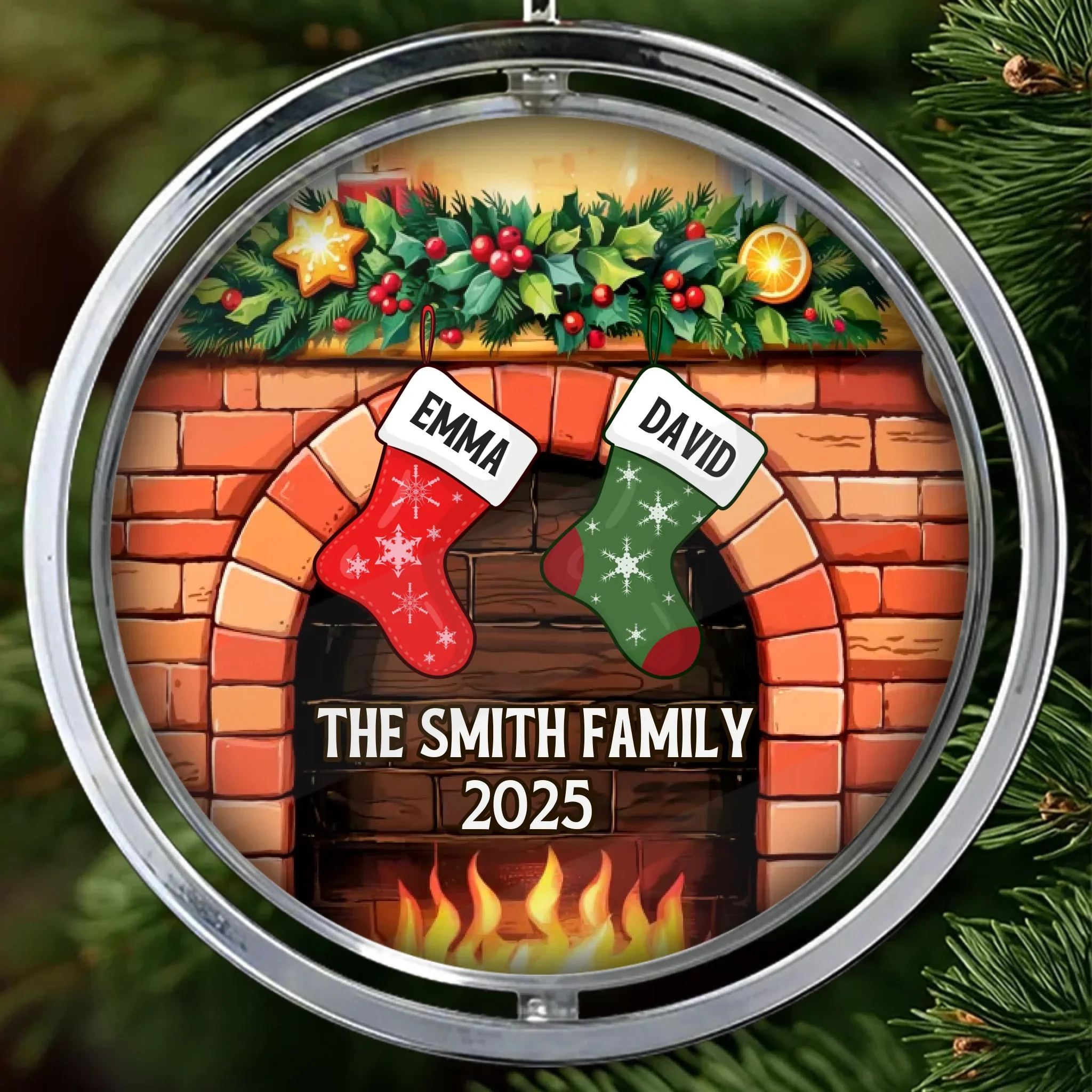 Custom Acrylic Rotating Ornament - Personalized Christmas Birthday Gifts For Mom, Dad, Brother, Sister, Kids - Blessed With Family Love - Robaser