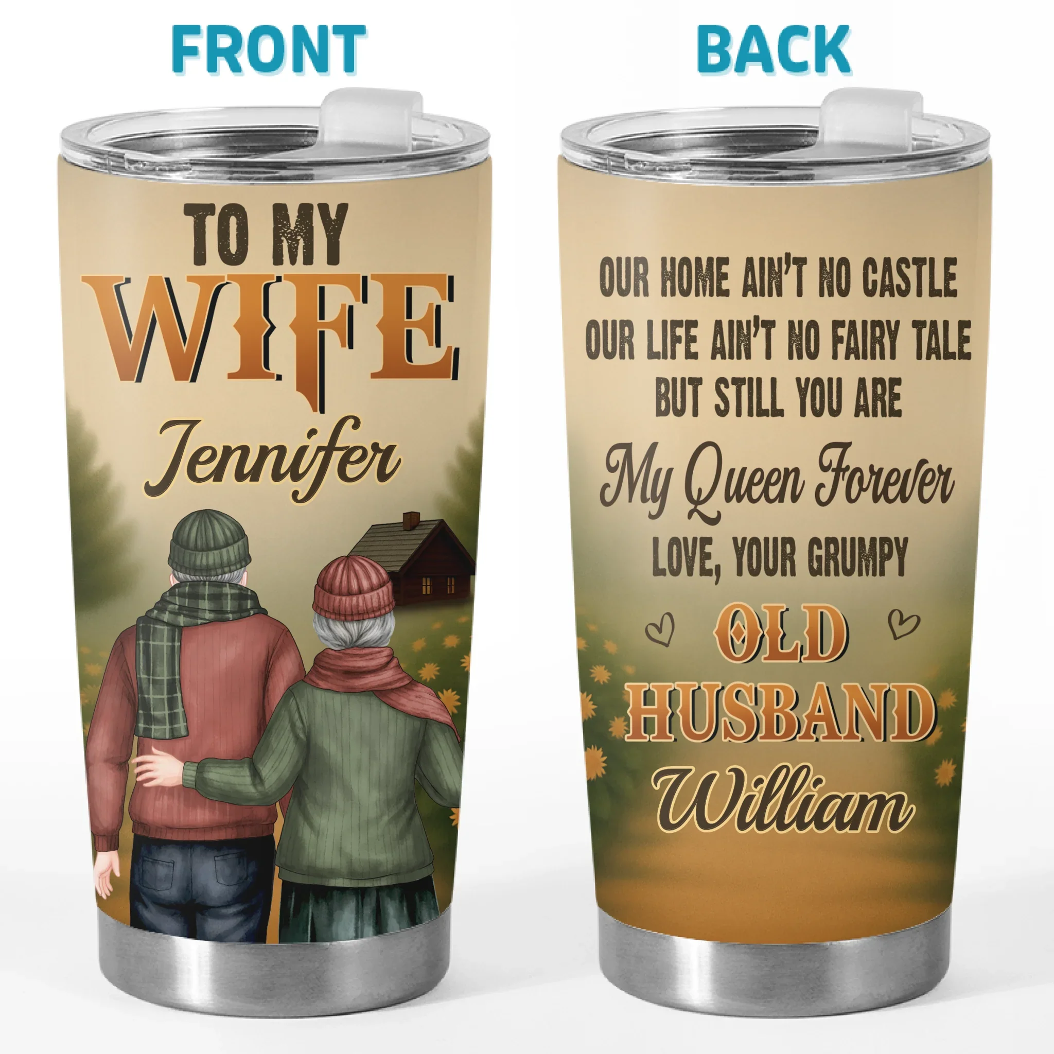 Custom Tumbler - Personalized Anniversary Wedding Gifts For Husband And Wife, Him And Her - Love Never Gets Old - Robaser