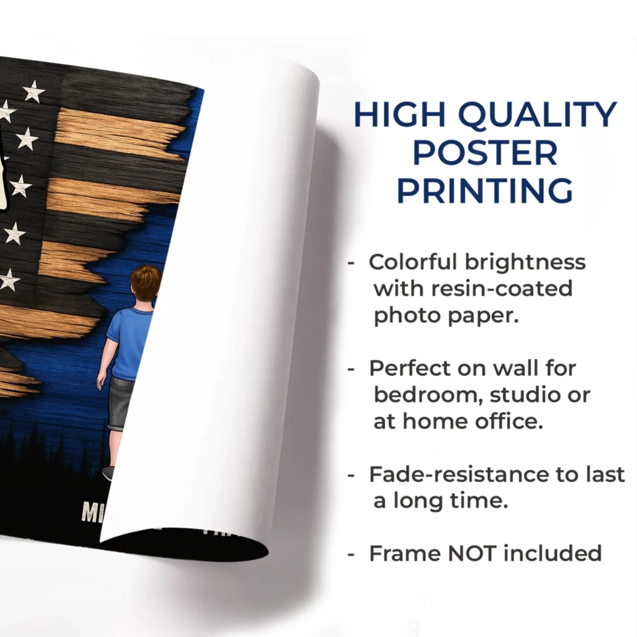 Held By Your Hands, Guided By Your Heart - Family Personalized Custom Horizontal Poster - Father's Day, Gift For Dad, Grandpa - Robaser