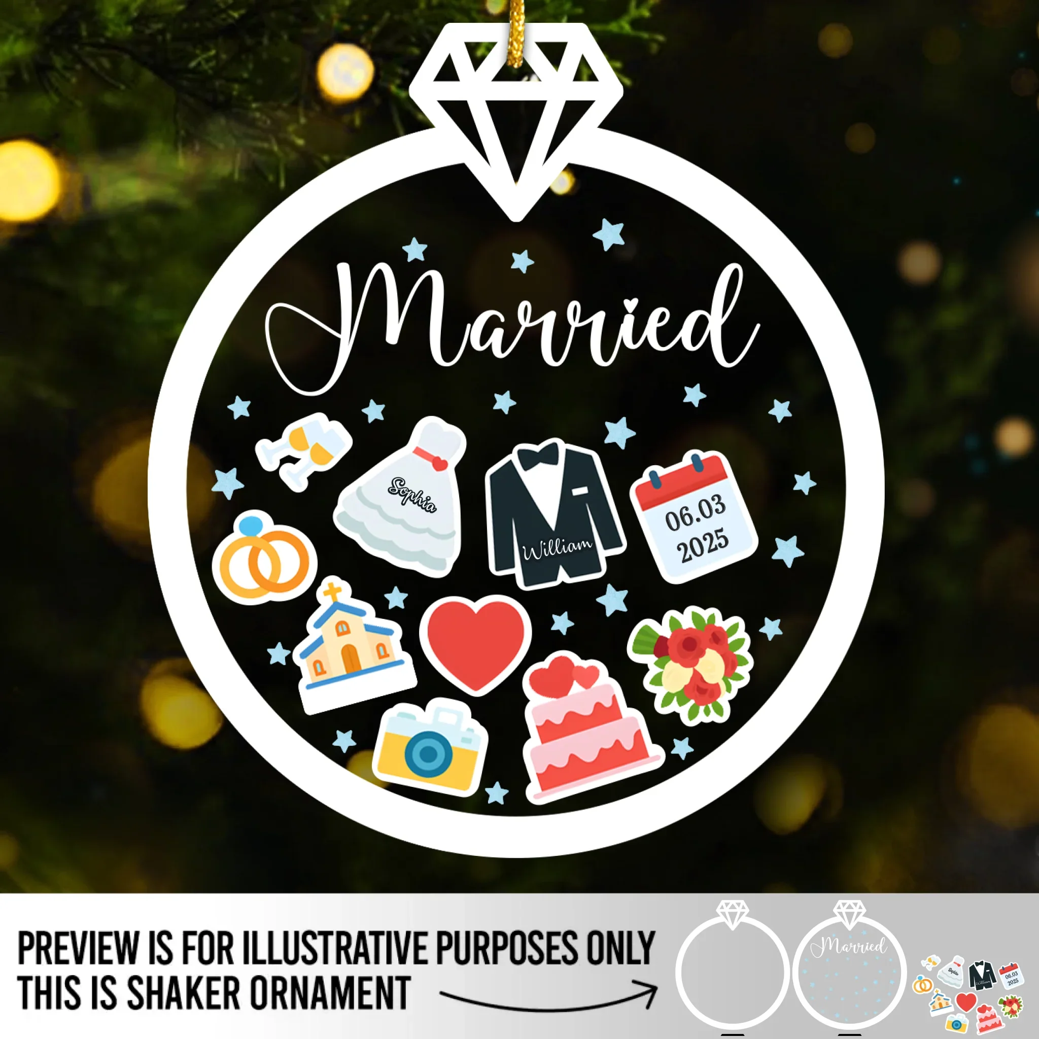 Custom 3 Layers Shaker Ornament - Personalized Anniversary Christmas Wedding Gifts For Husband And Wife, Him And Her - Our Forever Gift To Each Other - Robaser