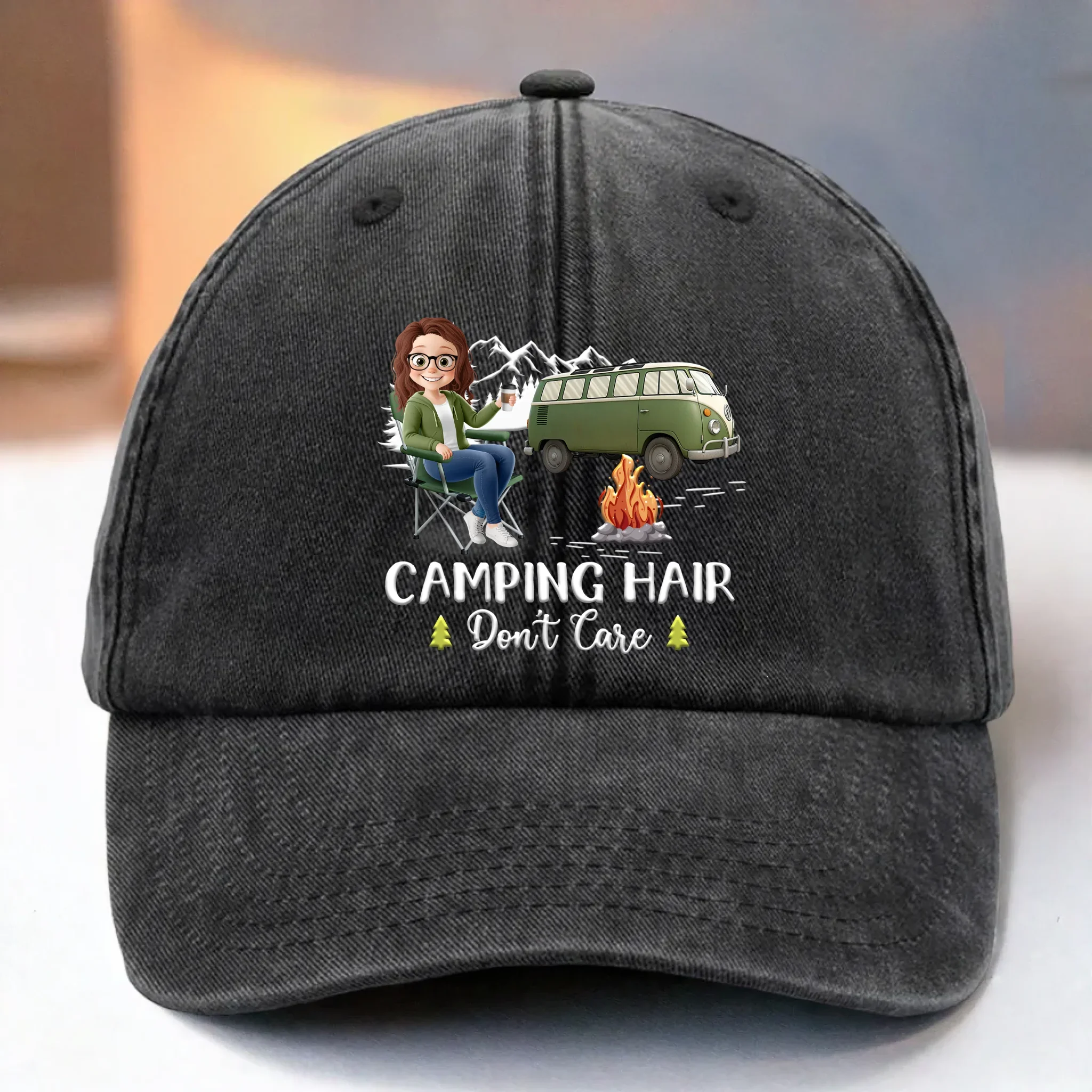 Life  s Better Around A Campfire - Camping Personalized Custom Vintage Washed Denim Baseball Cap - Gift For Camping Lovers - Robaser