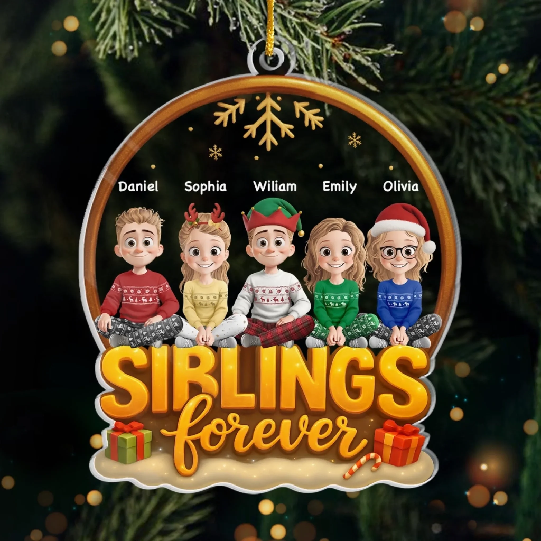 Custom Acrylic Ornament - Personalized Christmas Birthday Gifts For Brother, Sister - Siblings Forever United - Robaser