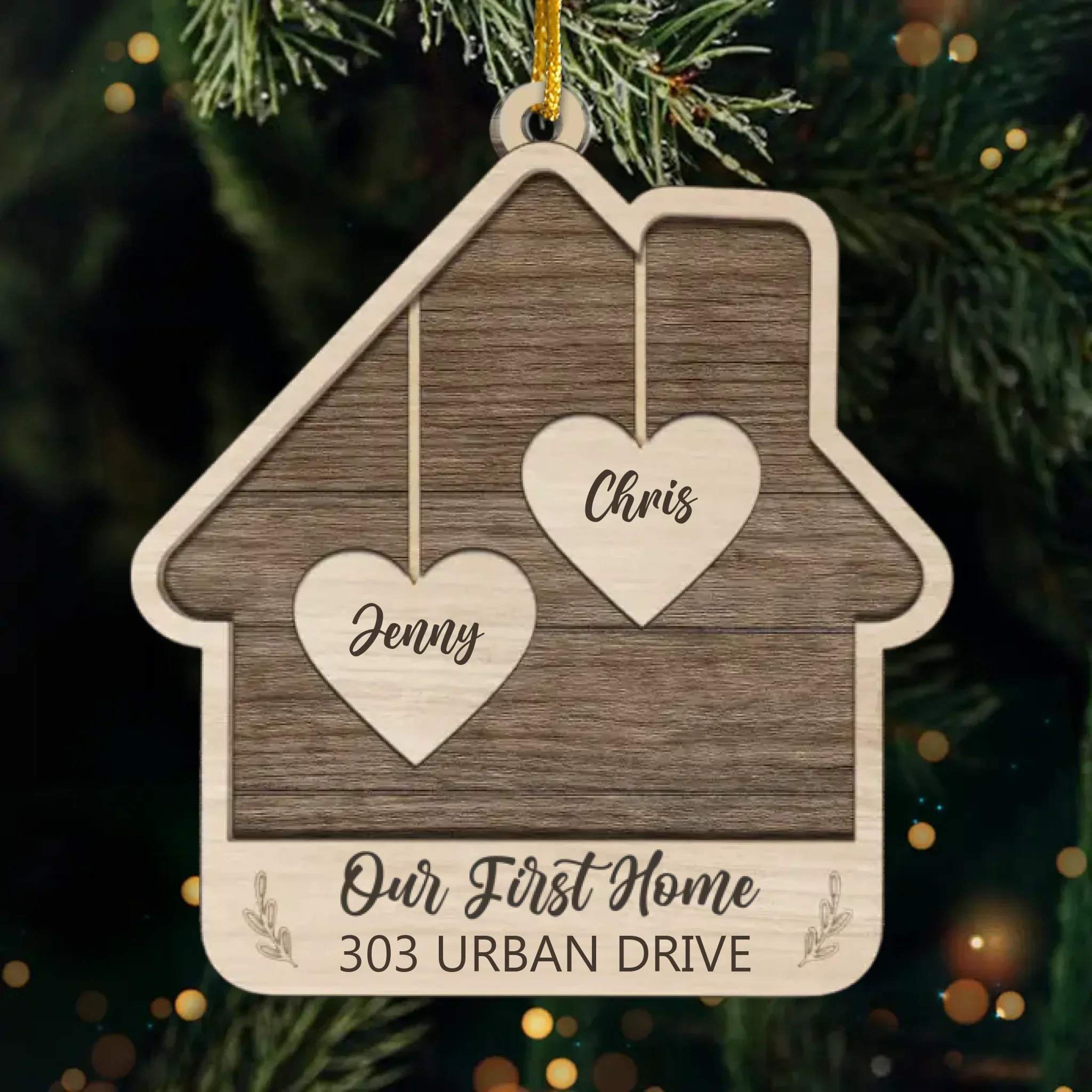 Custom First Christmas In New Home Ceramic Ornament - Personalized Anniversary Christmas Wedding Gifts For Husband And Wife, Him And Her, New Homeowners, Couples, Friends - Our First Little Nest - Robaser