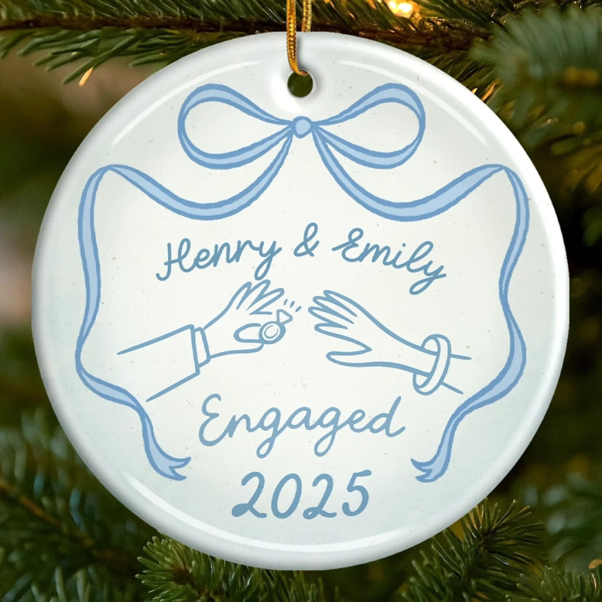 Custom Ceramic Ornament - Personalized Anniversary Christmas Wedding Gifts For Husband And Wife, Him And Her -  We Said Yes To Forever - Robaser