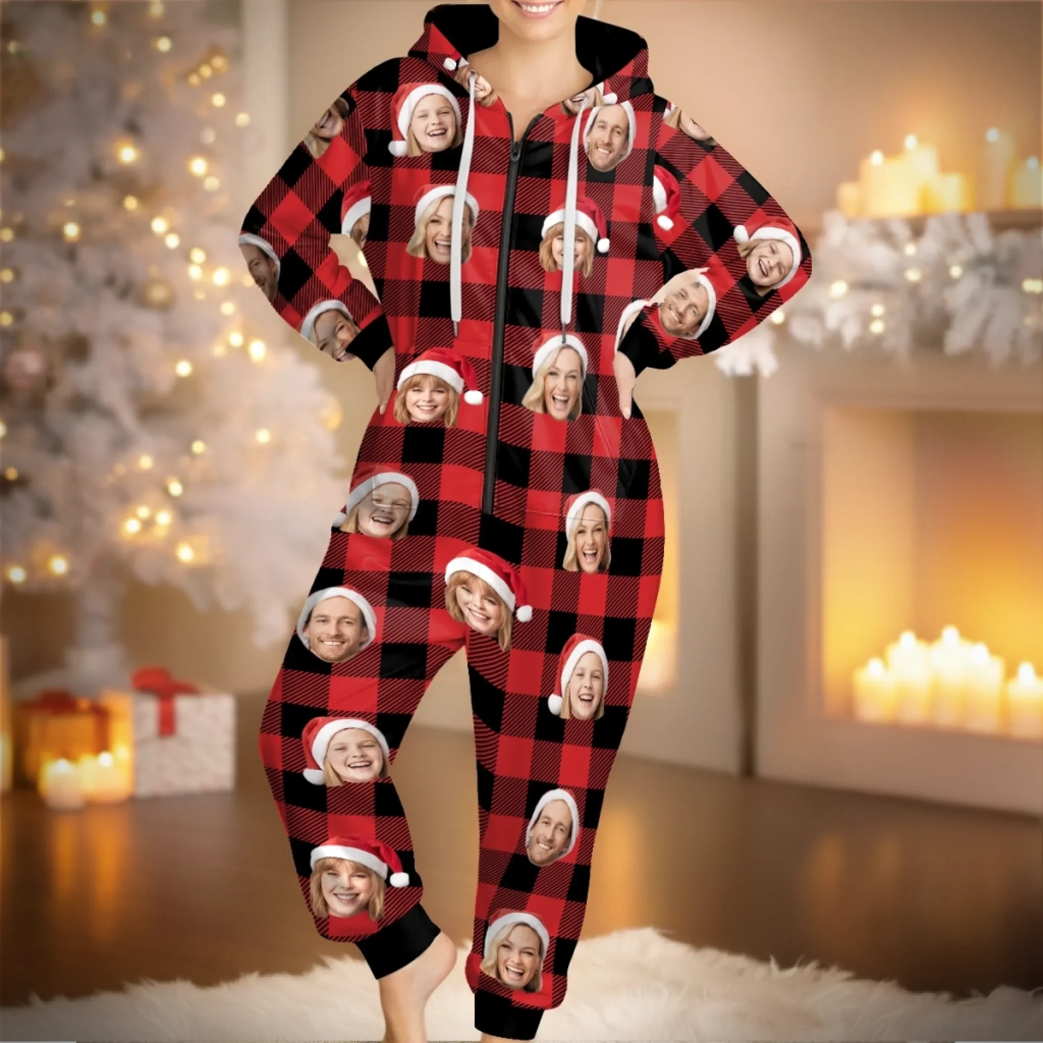 Custom Photo Onesie Pajamas - Personalized Christmas Birthday Gifts For Family, Dog Cat Lovers - Wrap Yourself In Pure Holiday Chaos - Robaser
