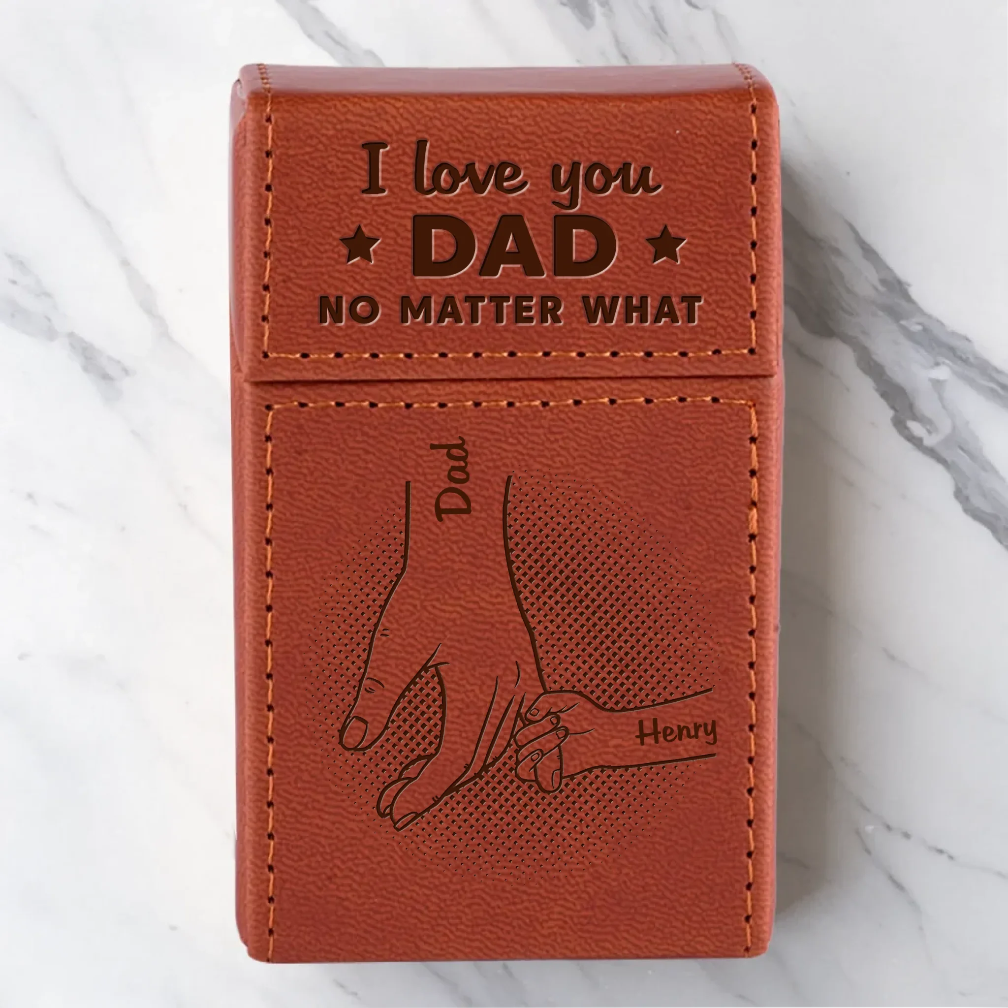 Love You Every Day Dad - Family Personalized Custom Leather Cigarette Case - Father's Day, Gift For Dad, Grandpa - Robaser