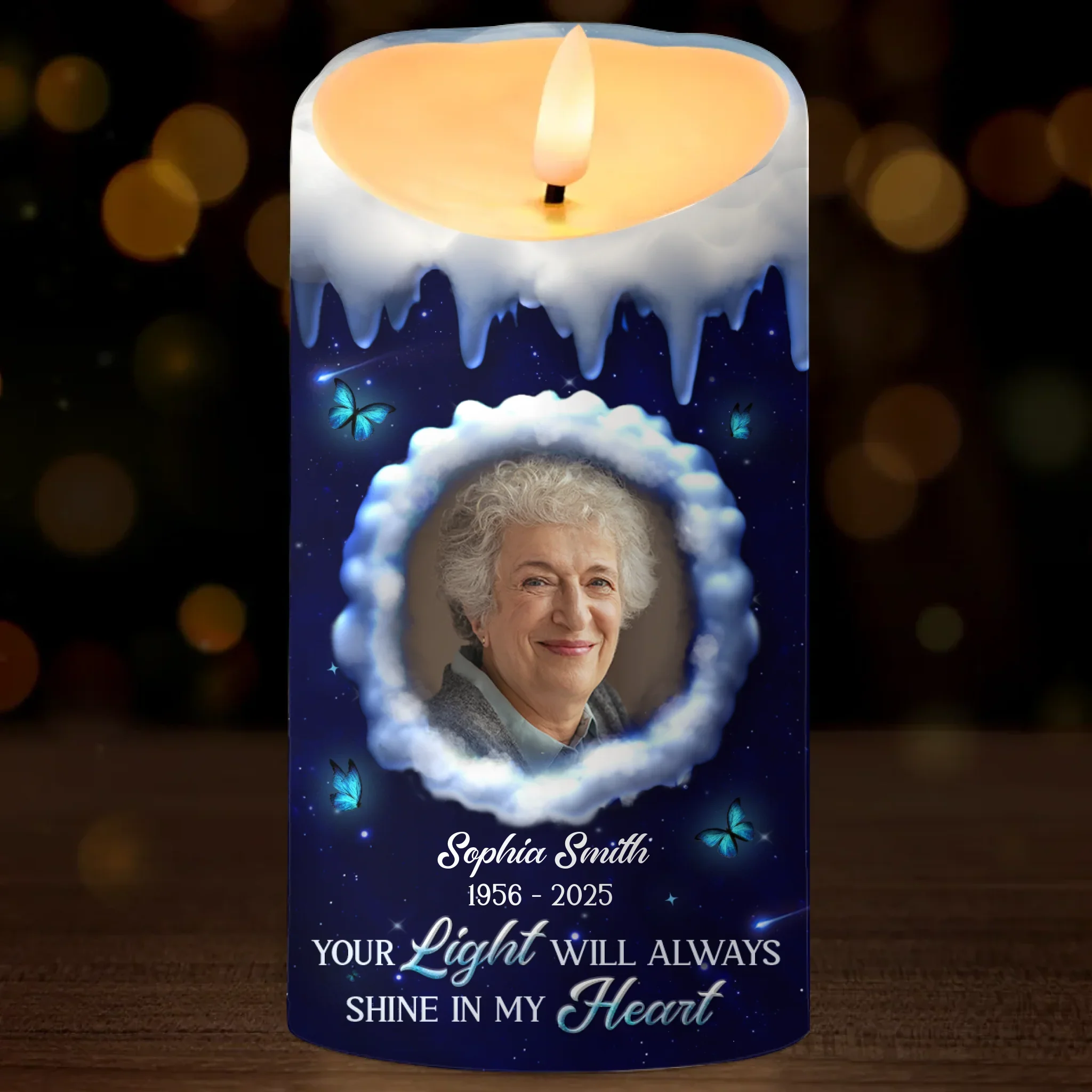 Custom Photo LED Candle - Personalized Christmas Memorial Sympathy Gifts For Loss Of Mom, Dad - Always In My Heart - Robaser