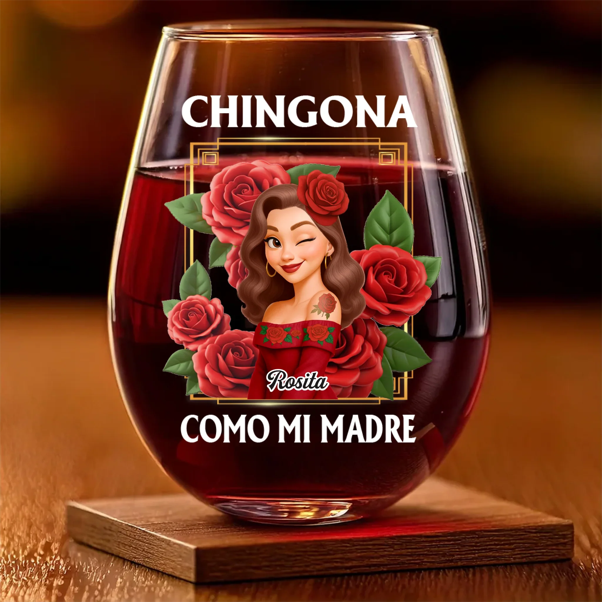 Custom Wine Glass - Personalized Hispanic Month Birthday Gifts For Hispanics And Latinos, Women - Chingona Energy Only - Robaser