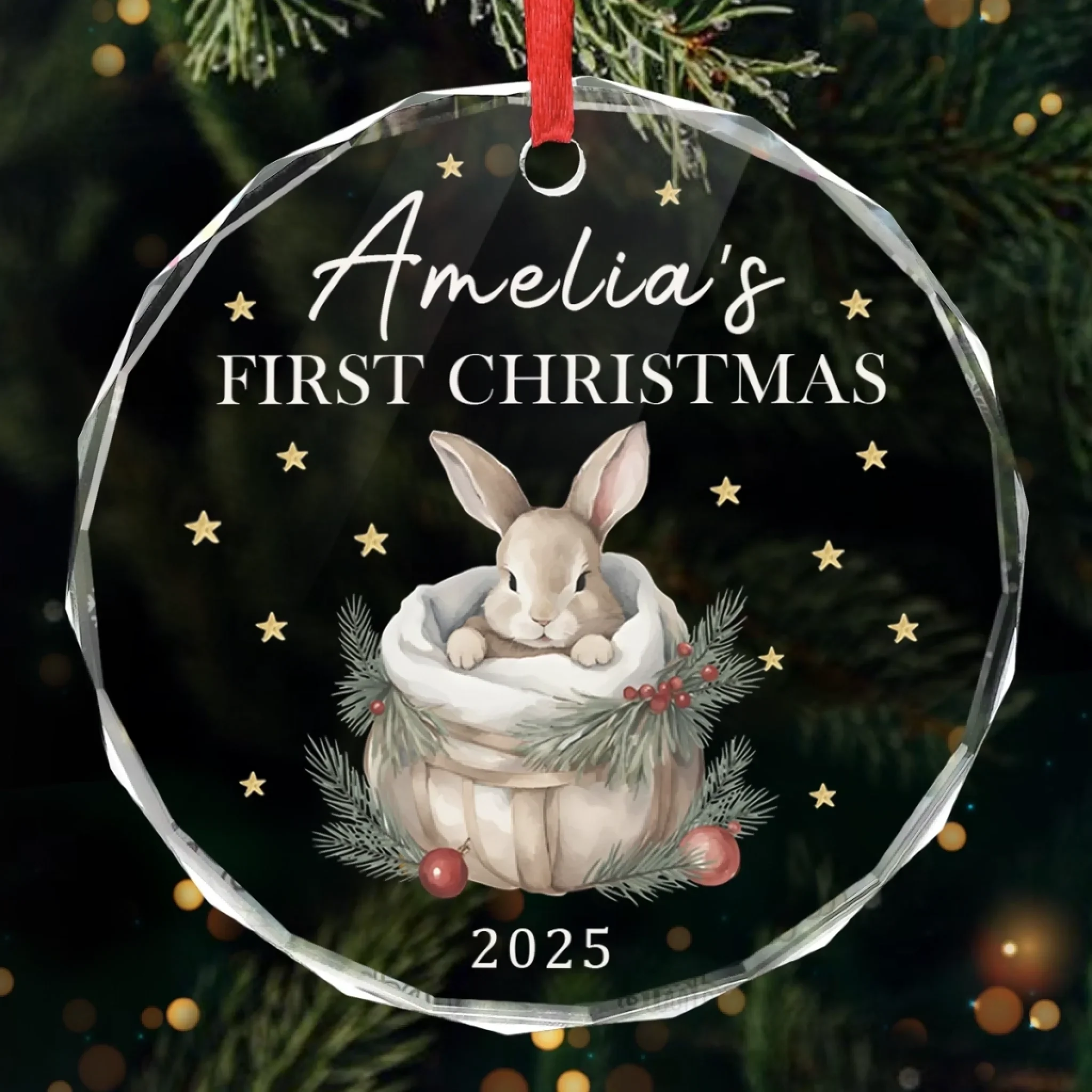 Custom Baby First Christmas Glass Ornament - Personalized Christmas Baby Shower, Gifts For New Moms, New Dads, New Parents - Our Little Star  s First Holiday - Robaser