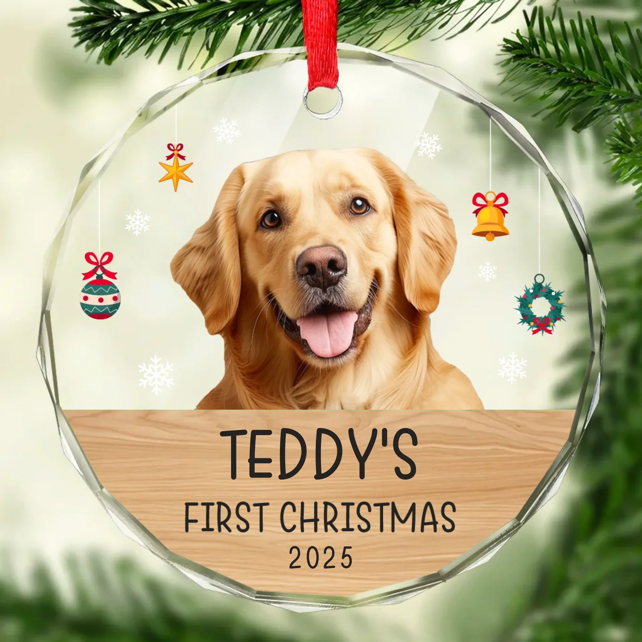 Custom Photo First Christmas Pet Glass Ornament - Personalized Christmas Birthday Gifts For Dog Lovers, Cat Lovers, Pet Dad And Mom, New Pet Ornament - Paw-Fect Christmas Begin - Robaser