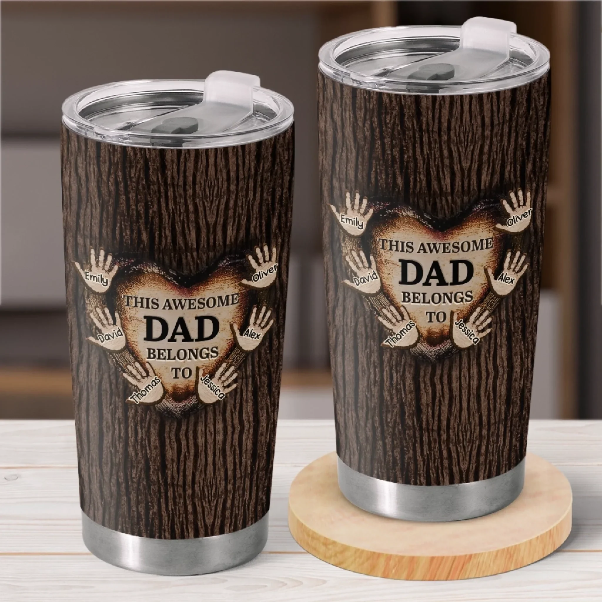 Loved By The Littlest Hands - Family Personalized Custom Tumbler - Father's Day, Gift For Dad, Grandpa - Robaser