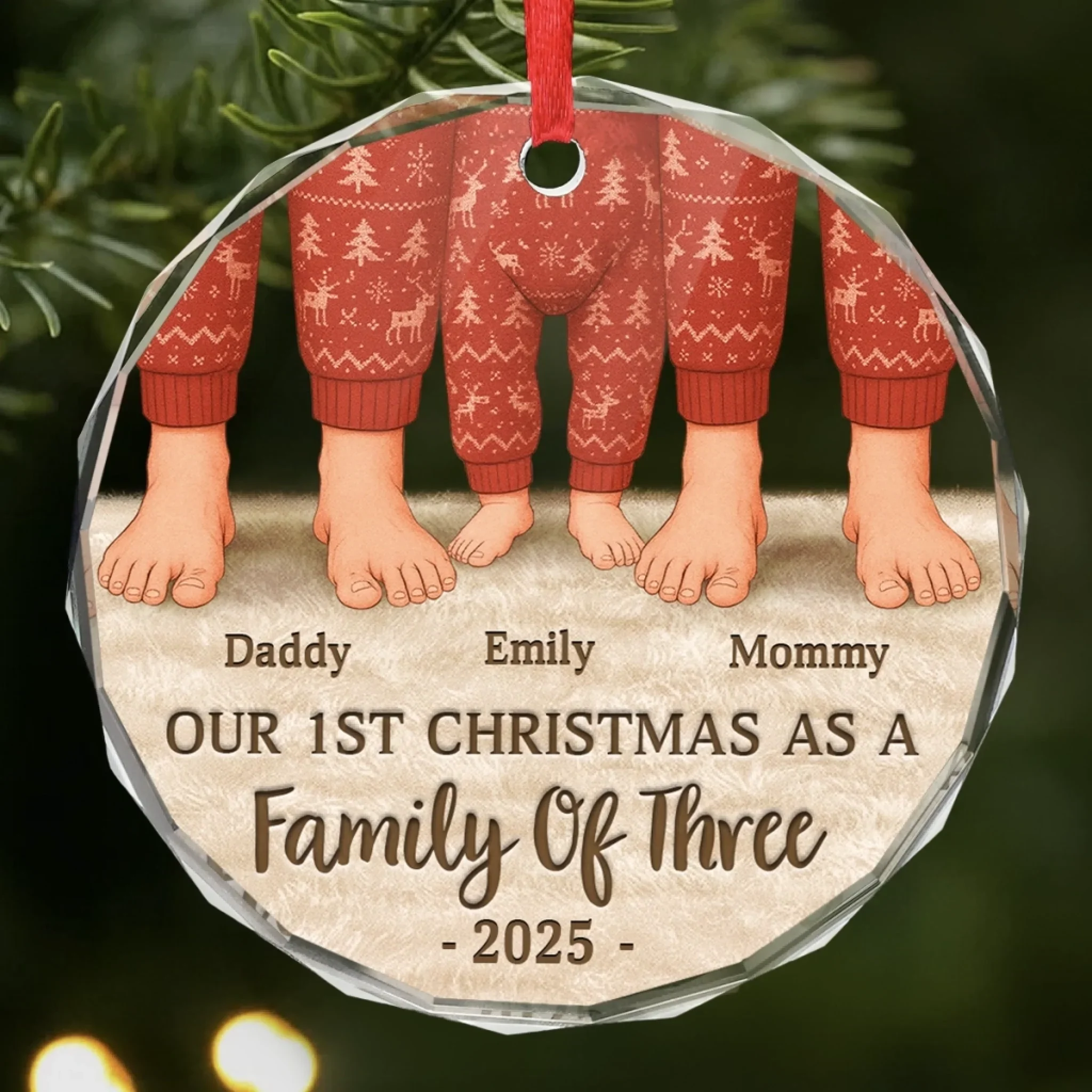 Custom Circle Glass Ornament - Personalized Christmas Birthday Gifts For Mom, Dad, Kids - Together We Shine - Robaser