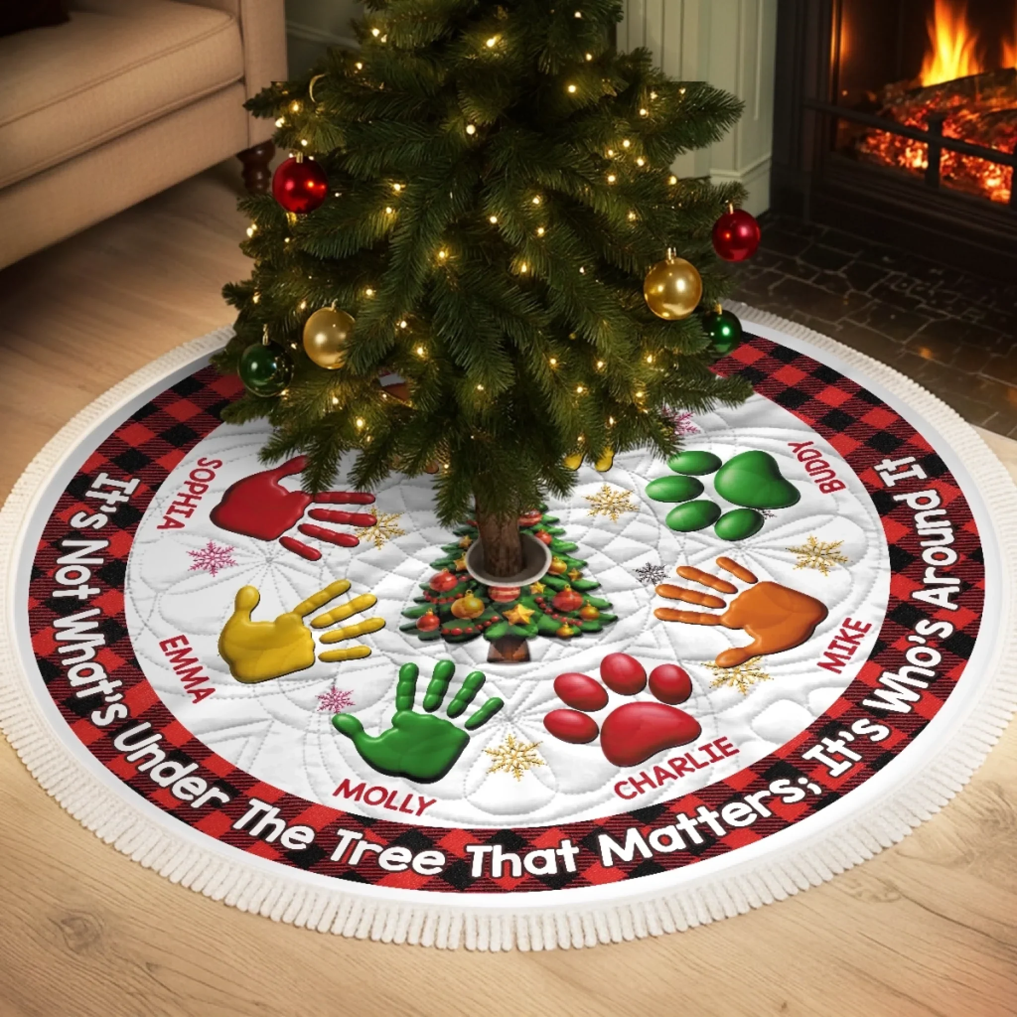 Custom Tree Skirt - Personalized Christmas Birthday Gifts For Mom, Dad, Brother, Sister, Kids - Love Grows Beneath This Tree - Robaser