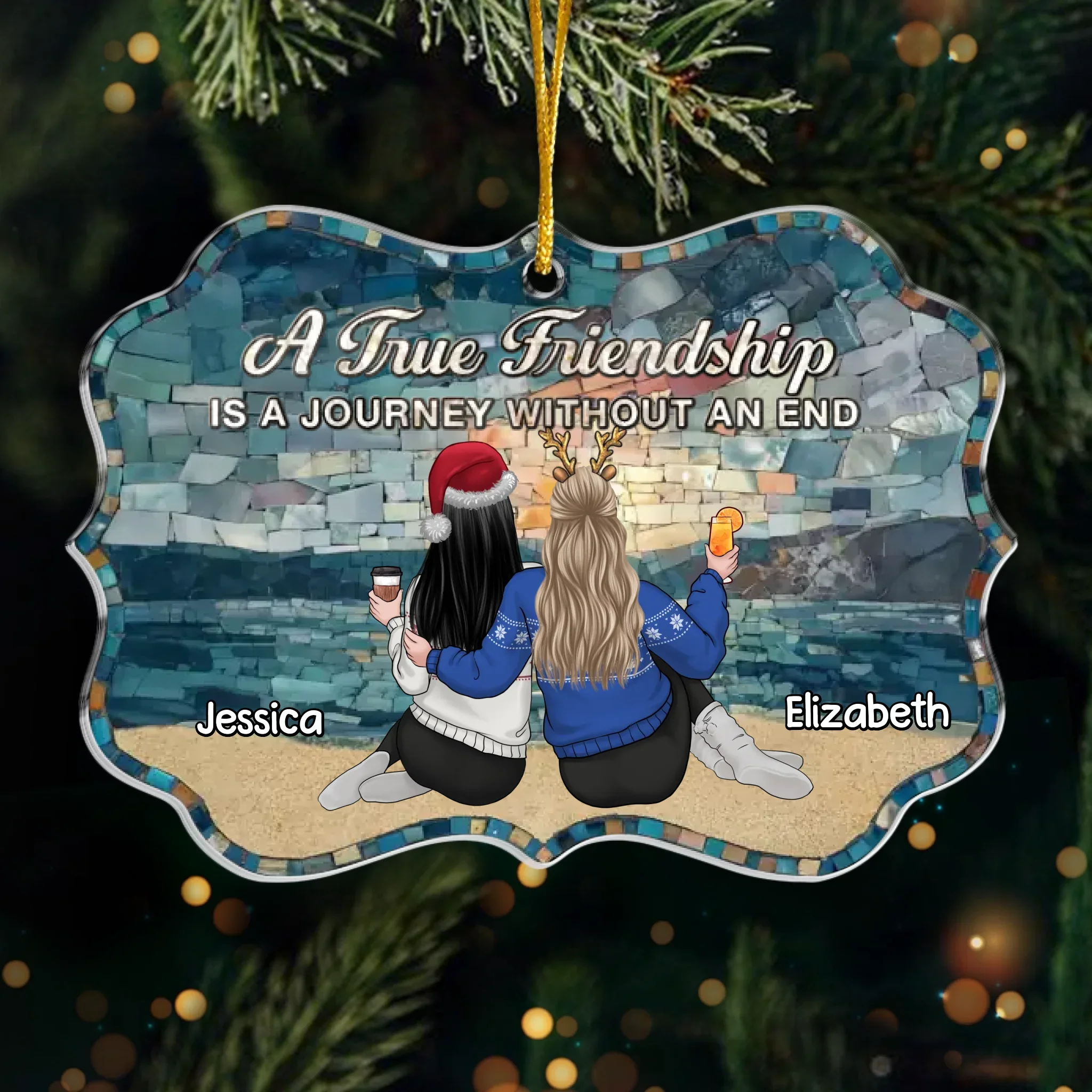 Custom Acrylic Ornament - Personalized Best Friend Christmas Birthday Gifts For Women, Besties, Sisters, BFF - Snow Days Are Better Together - Robaser