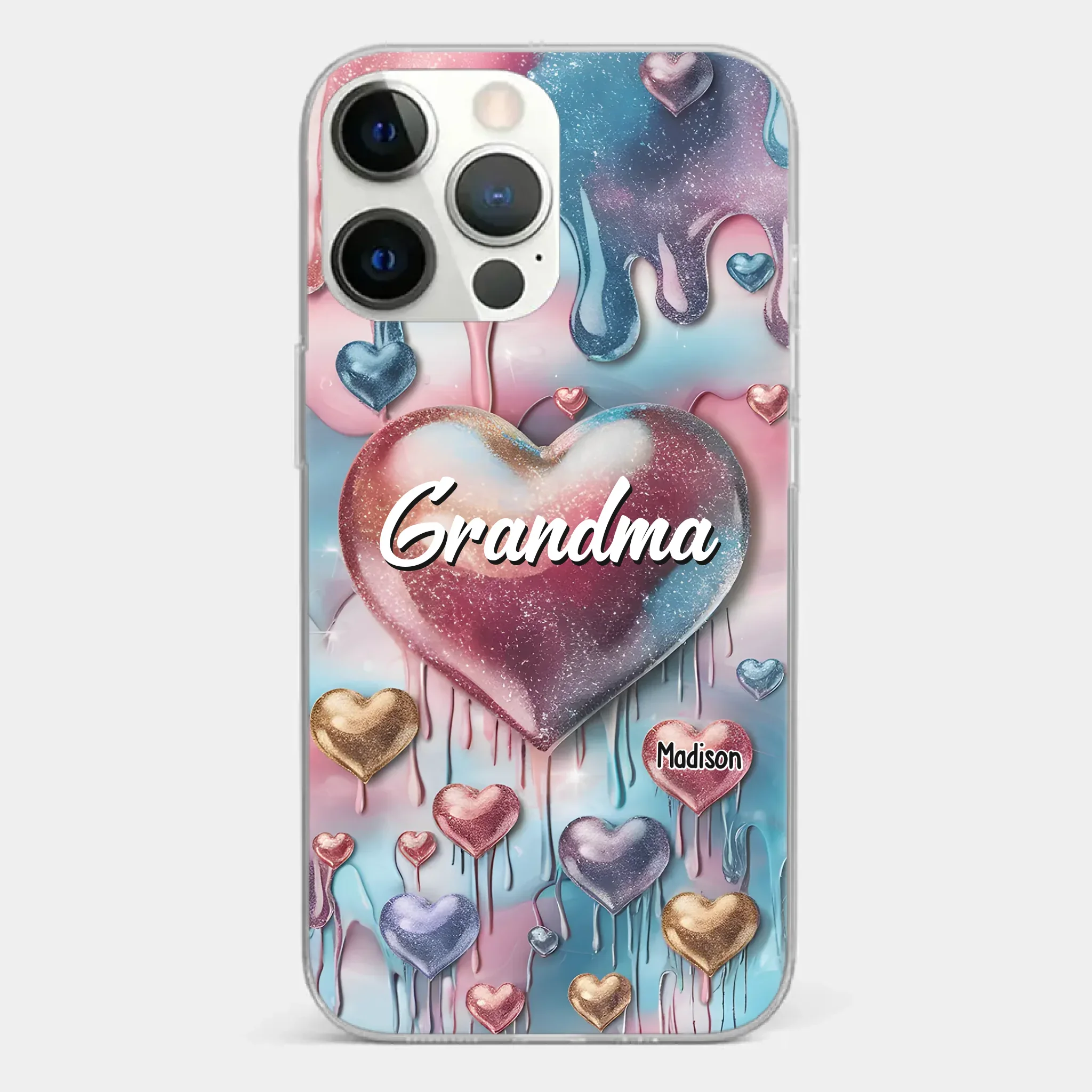 Forever In Grandmother's Heart - Family Personalized Custom 3D Inflated Effect Printed Clear Phone Case - Gift For Mom, Grandma - Robaser