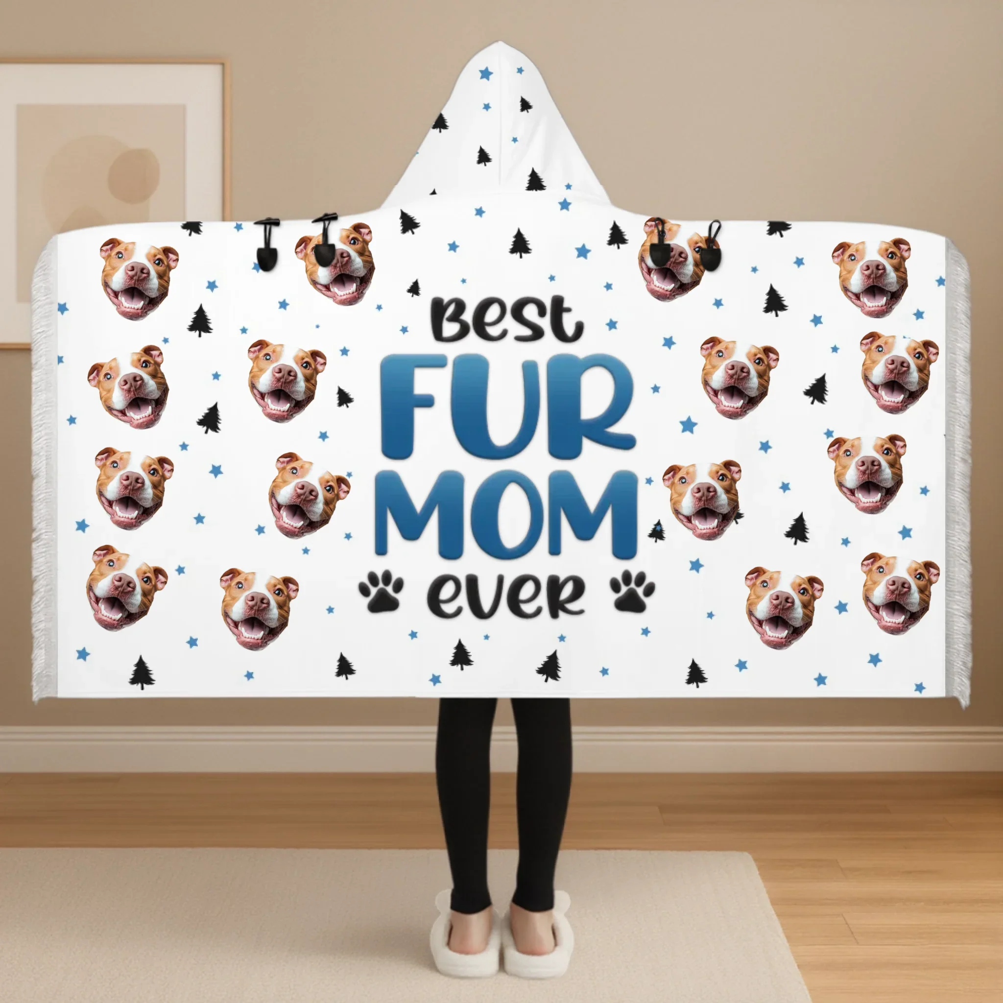 Custom Photo Poncho Wearable Blanket - Personalized Christmas Birthday Gifts For Dog Cat Lovers, Dog Dad And Mom, Cat Owners - Dog Hair Is My Glitter - Robaser