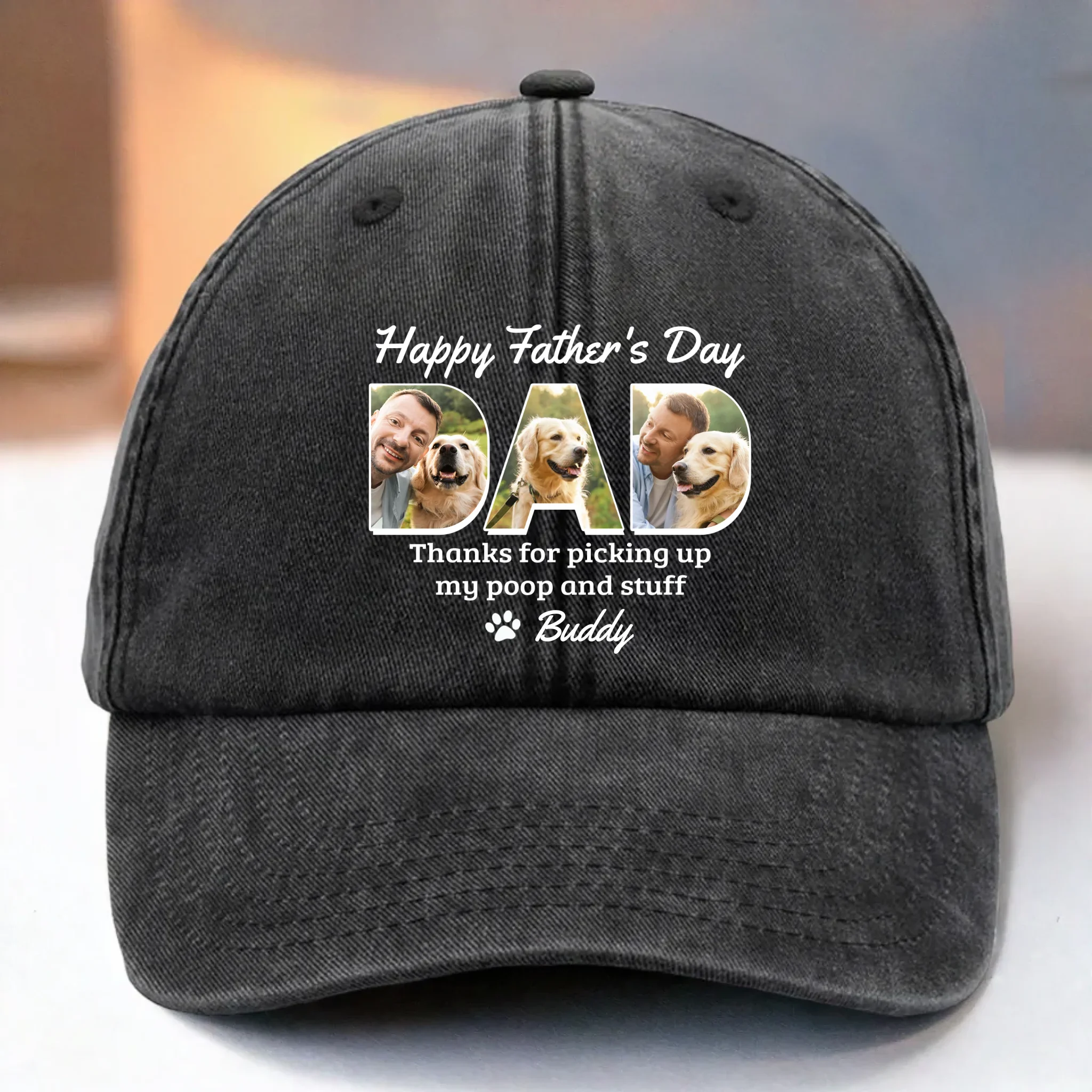 Custom Photo You're Pawsome, Even When I'm A Mess - Family Personalized Custom Vintage Washed Denim Baseball Cap - Father's Day, Gift For Pet Owners, Pet Lovers - Robaser