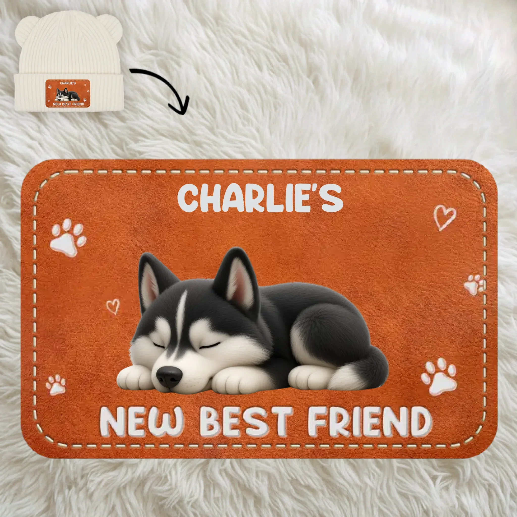 Custom Baby Beanie And Mittens Set - Personalized Baby Shower, Gender Reveal Gifts For New Moms, New Dads, New Parents, Dog Cat Lovers - New Adventure Begins - Robaser