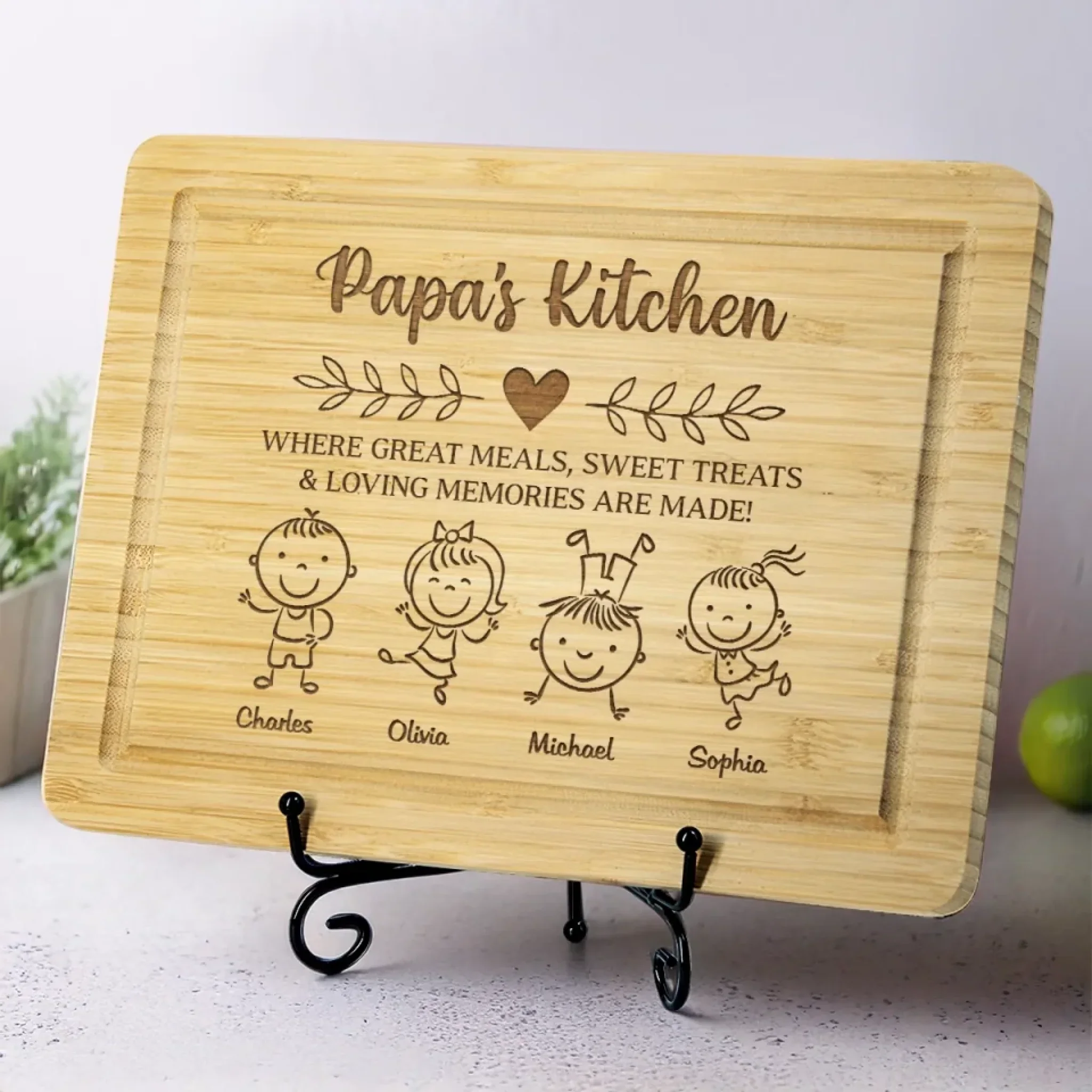 Where Food Meets Family - Family Personalized Custom Engraved Wooden Cutting Board - Father's Day, Gift For Dad, Grandpa - Robaser
