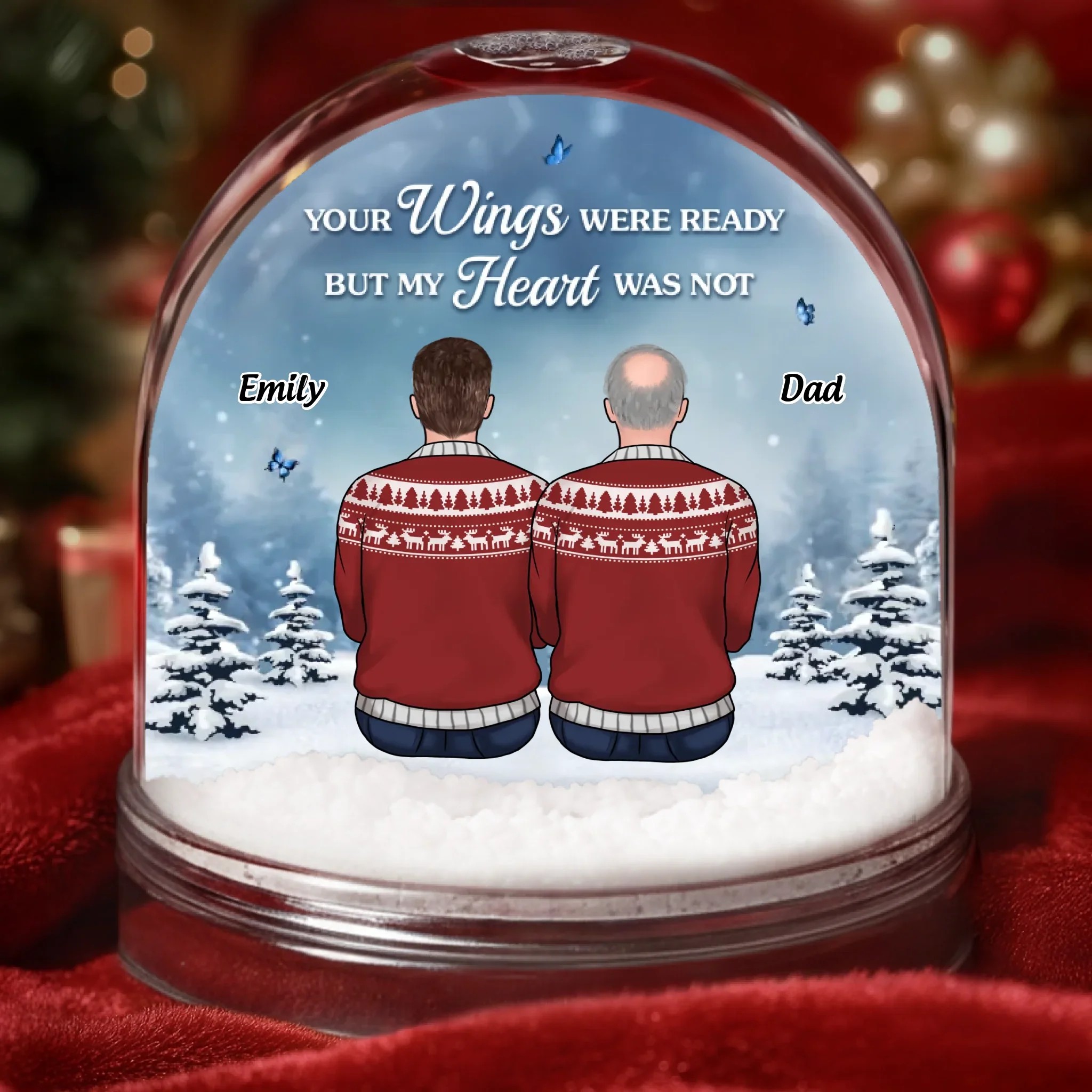 Custom Acrylic Snow Globe - Personalized Christmas Memorial Sympathy Gifts For Loss Of Mom, Dad - Love Remains Though You Are Gone - Robaser