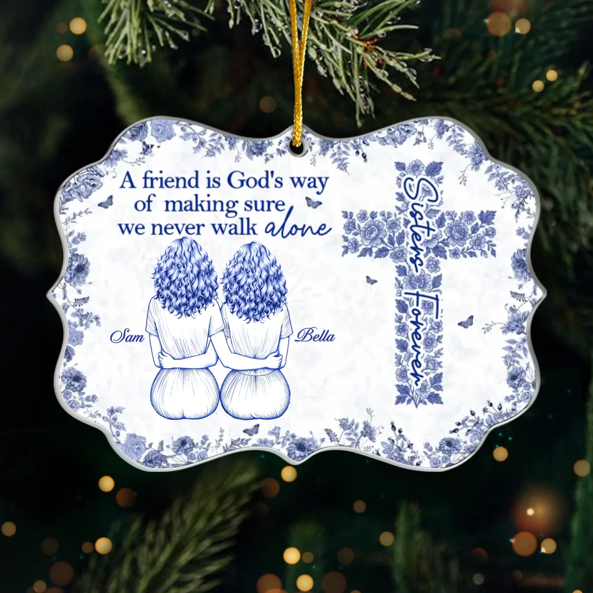 Custom Acrylic Ornament - Personalized Best Friend Christmas Birthday Gifts For Women, Besties, Sisters, BFF - Wrapped In Friendship And Joy - Robaser