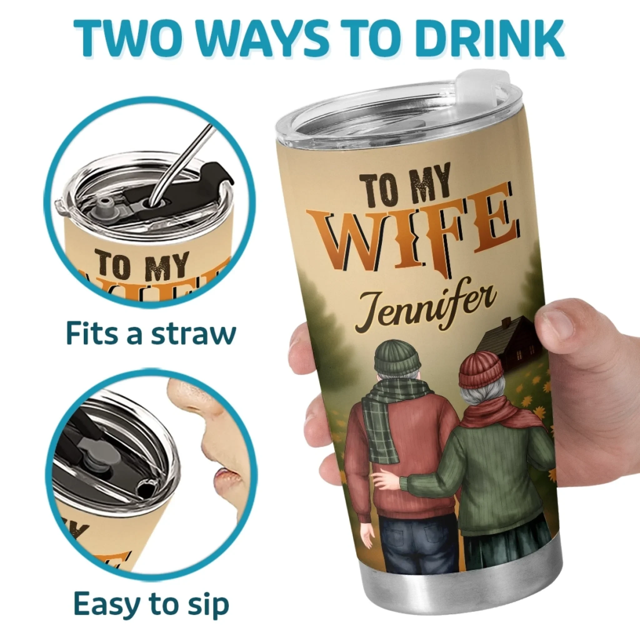 Custom Tumbler - Personalized Anniversary Wedding Gifts For Husband And Wife, Him And Her - Love Never Gets Old - Robaser