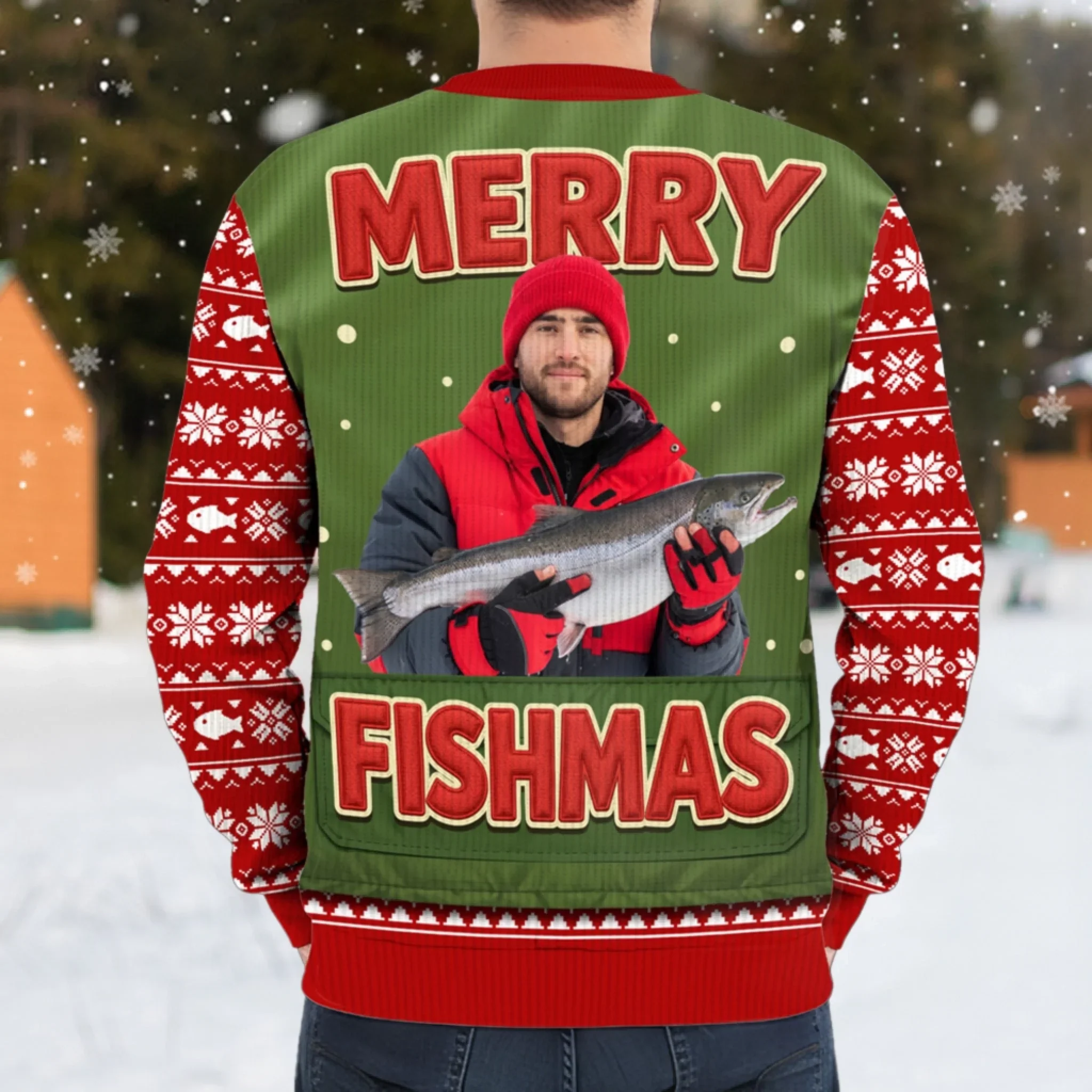 Custom Photo Unisex Ugly Sweatshirt - Personalized  Christmas Birthday Fishing Gifts For Fisherman - Santa  s Fishing Buddy Since Forever - Robaser