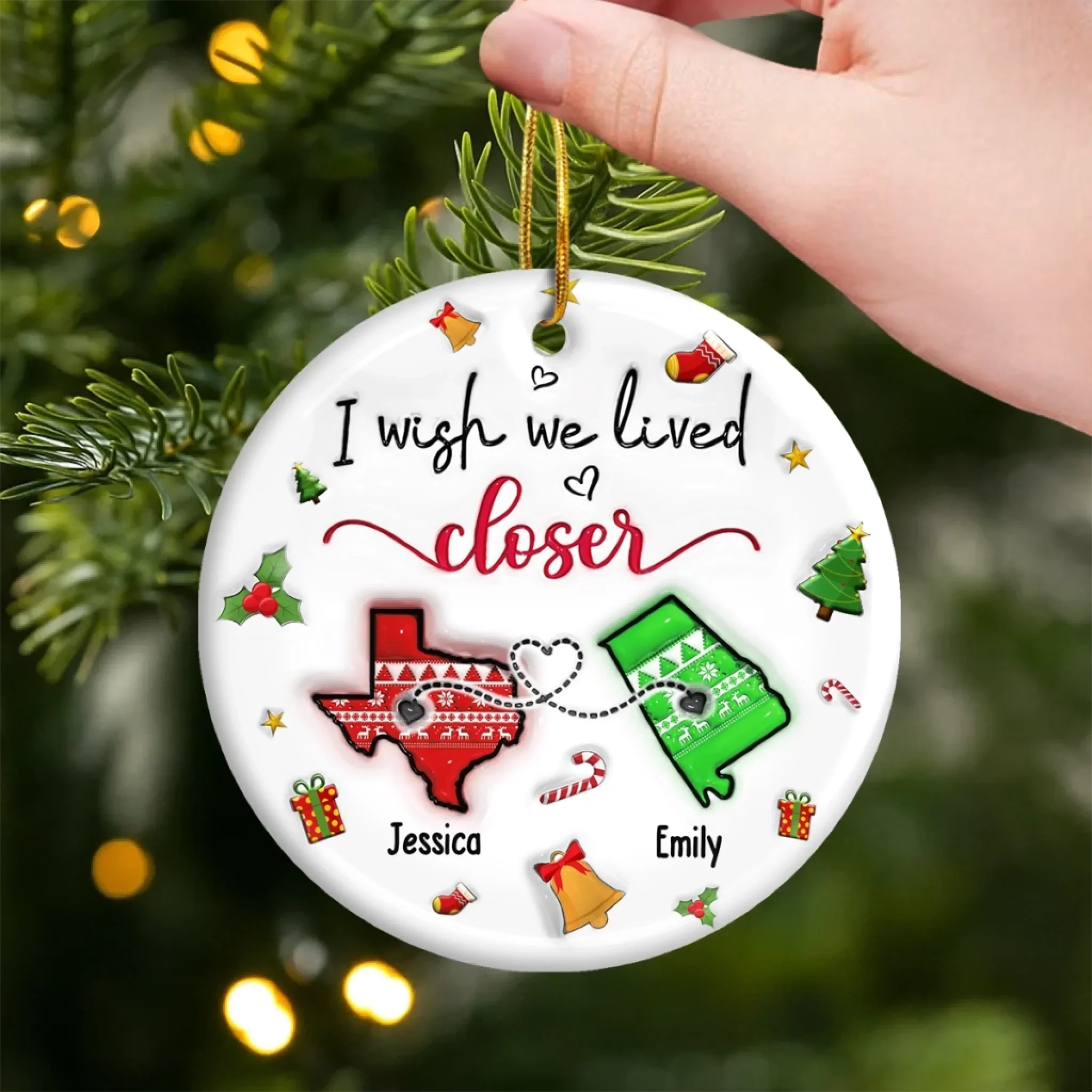 Custom Long Distance Ceramic Ornament - Personalized Best Friend Christmas Birthday Gifts For Women, Besties, Sisters, BFF - Miles Can  t Break Us - Robaser