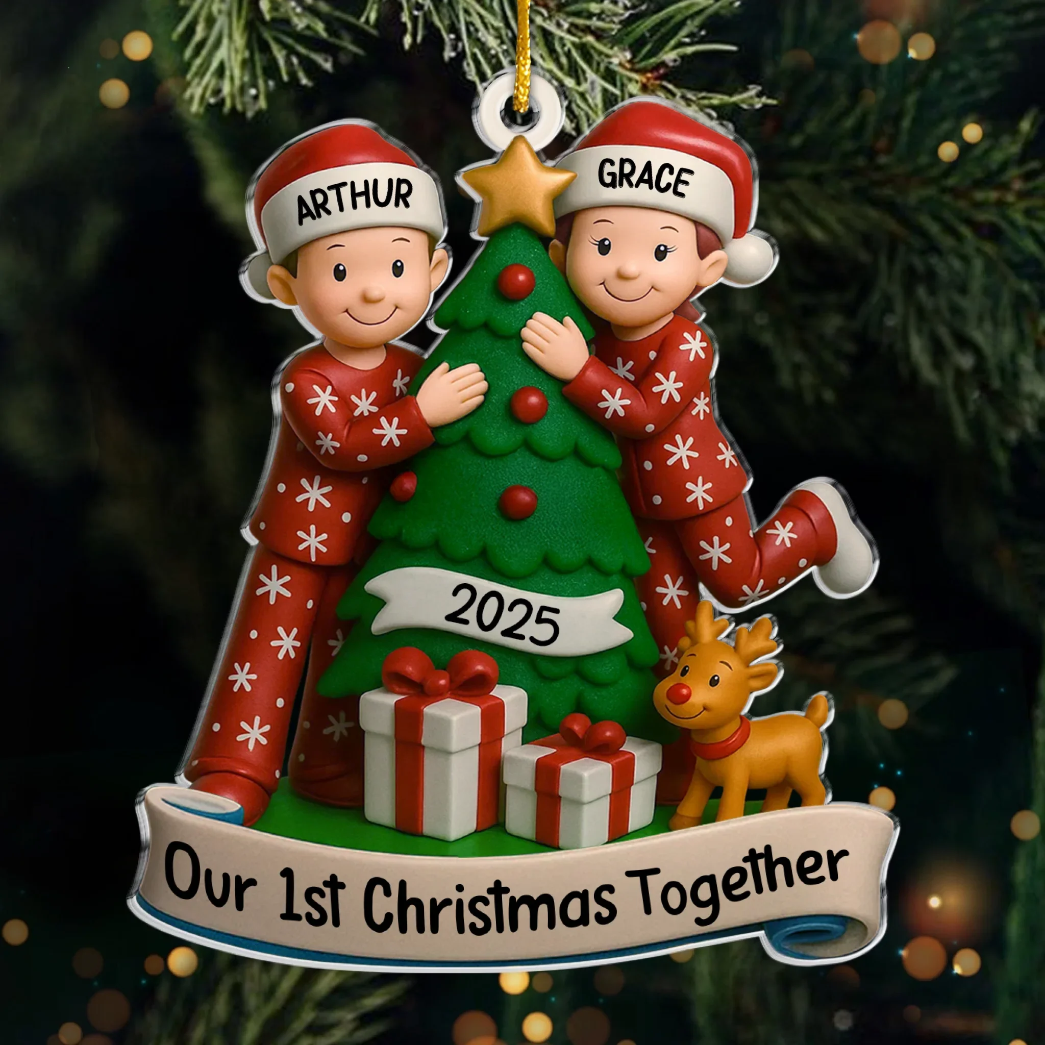 Custom Acrylic Ornament - Personalized Anniversary Christmas Wedding Gifts For Husband And Wife, Him And Her - The Best Present Is Being With You - Robaser