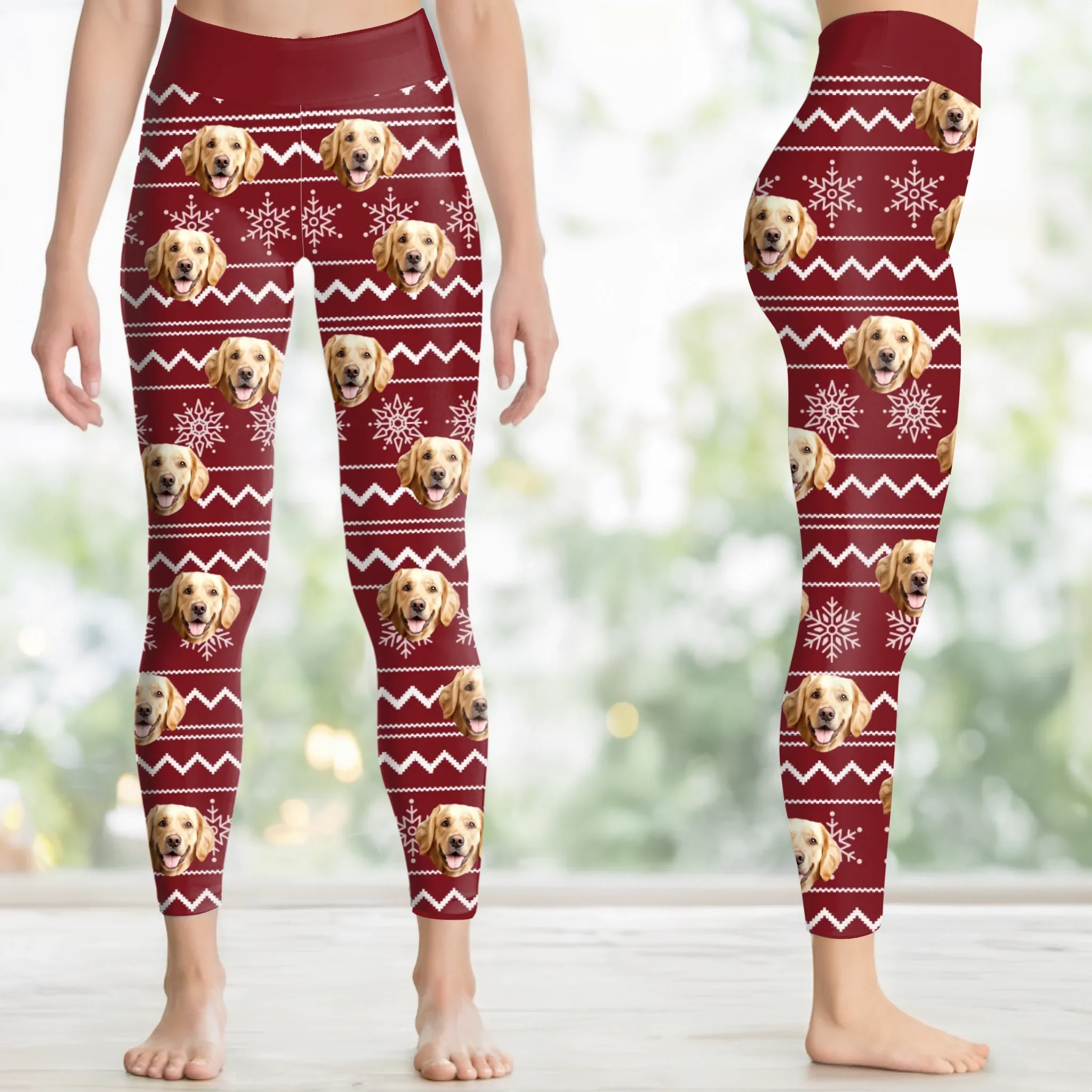 Custom Photo Women Leggings - Personalized  Christmas Birthday Gifts For Dog Cat Lovers, Dog Dad And Mom, Cat Owners - Pawty All The Way - Robaser