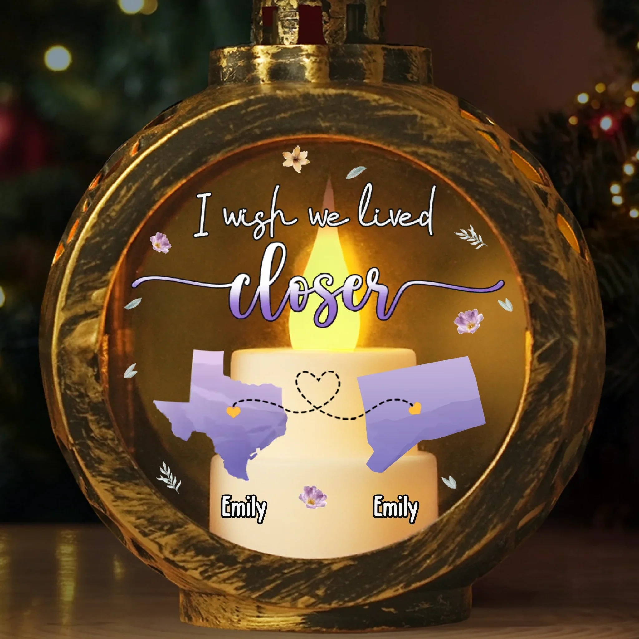 Custom Long Distance Candlelight Lantern Ornament -  Personalized Best Friend Christmas Birthday Gifts For Women, Besties, Sisters, BFF - Bestie Bonds Glow Through Time - Robaser