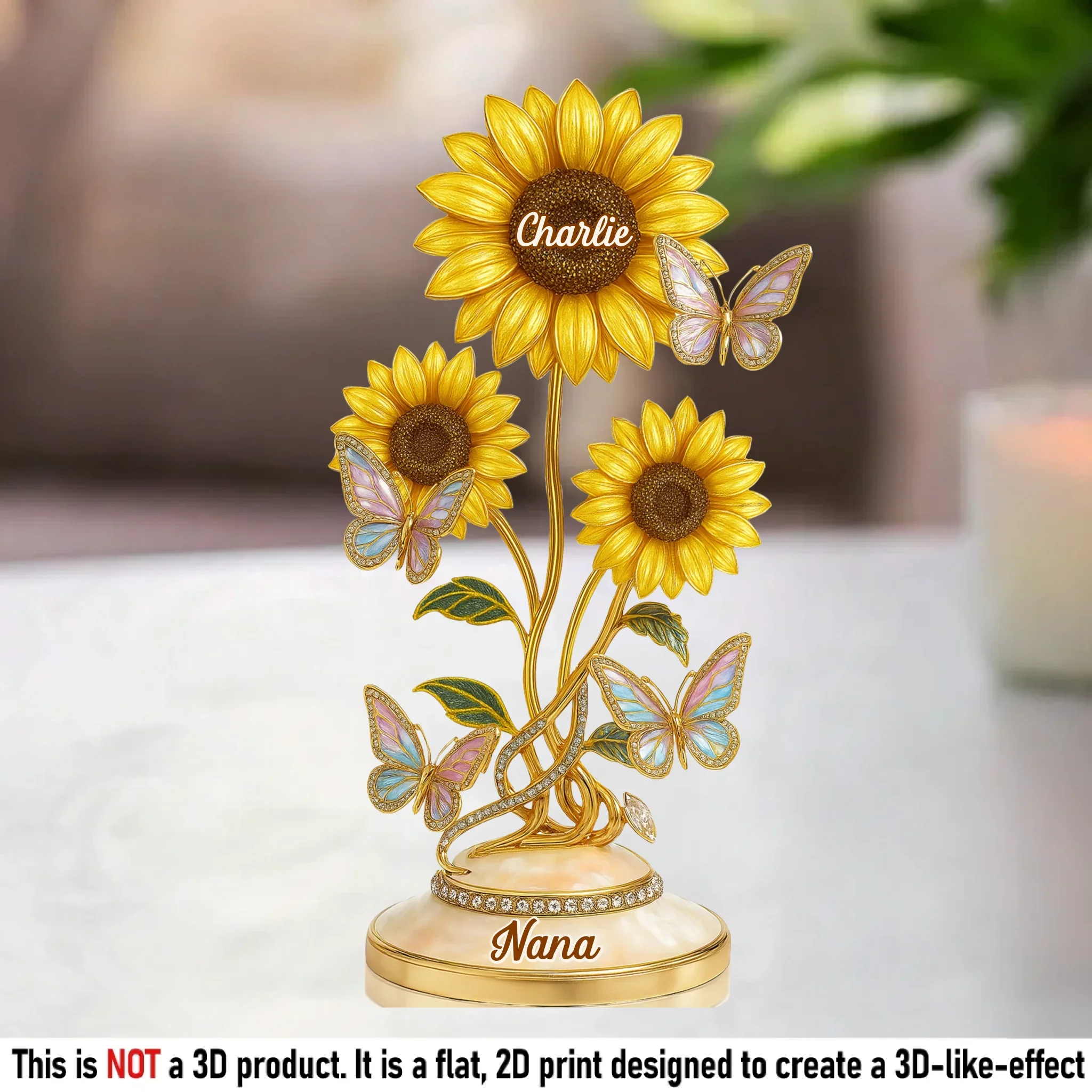 Her Love, Her Sunflowers - Family Personalized Custom Acrylic Plaque Custom Shape - Mother's Day, Gift For Mom, Grandma - Robaser