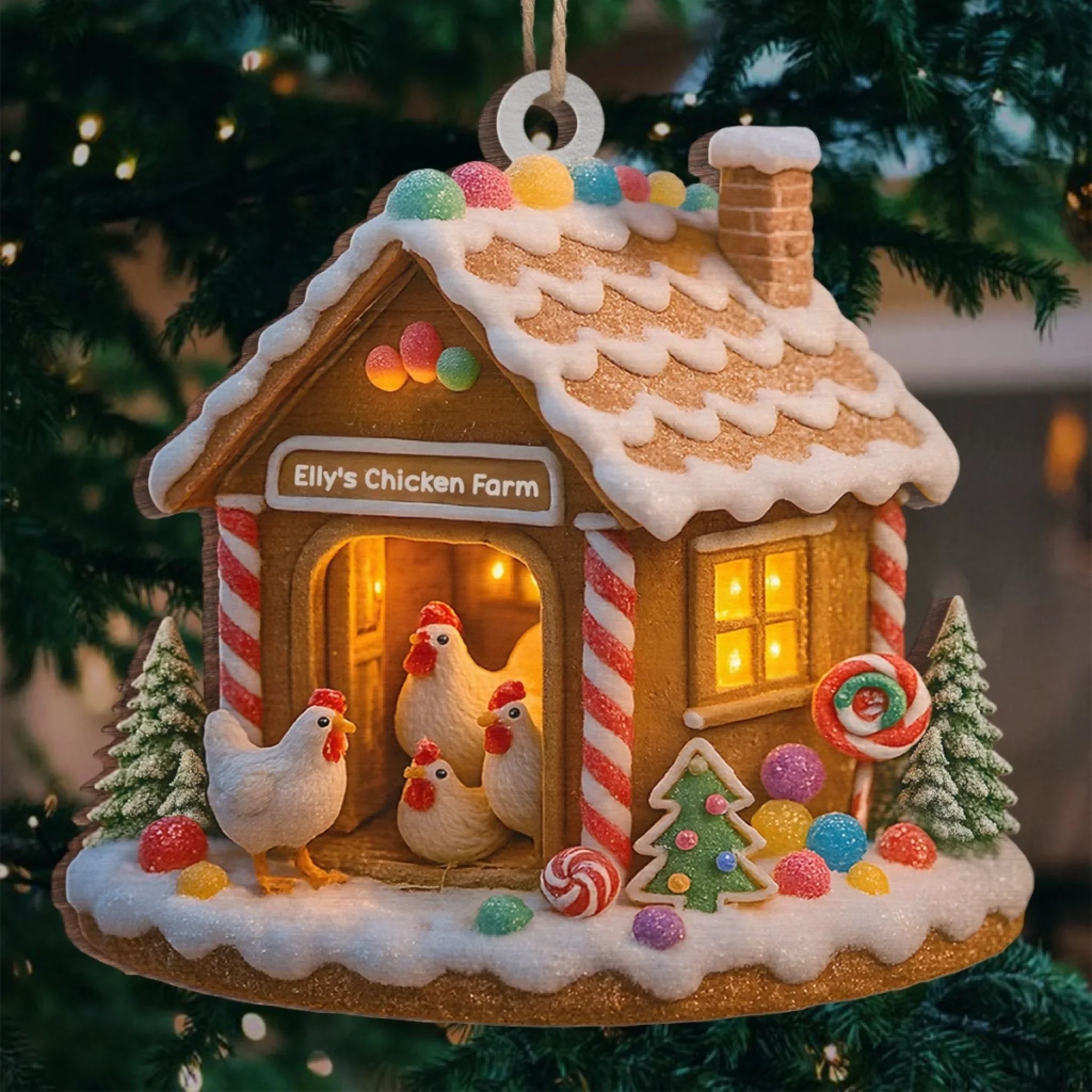 Custom Wood Ornament - Personalized Christmas Birthday Gifts For Women, Men - Sweet Little Chicken Paradise - Robaser