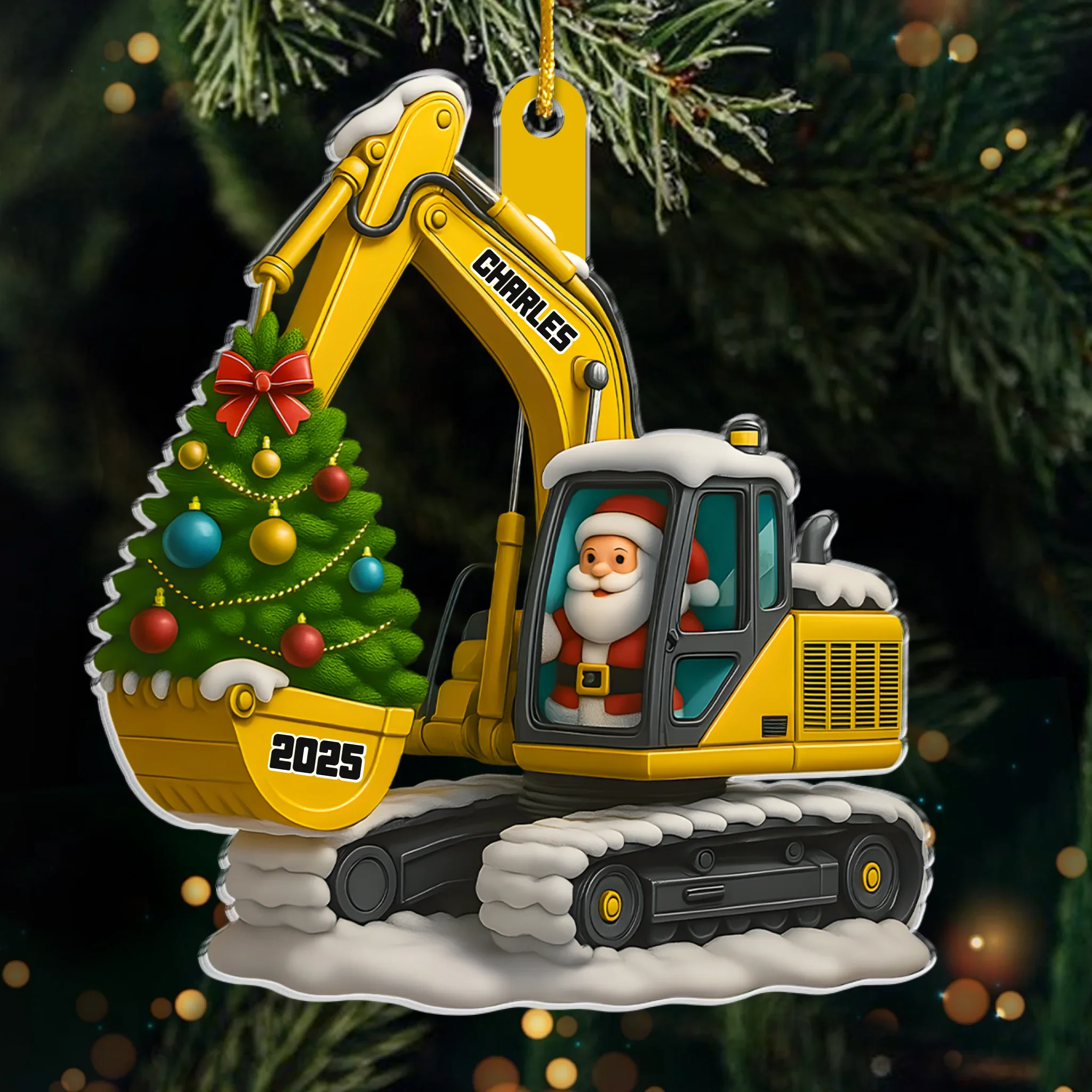 Custom Acrylic Ornament - Personalized Christmas Birthday Gifts For Kids - Santa  s Under Construction - Robaser